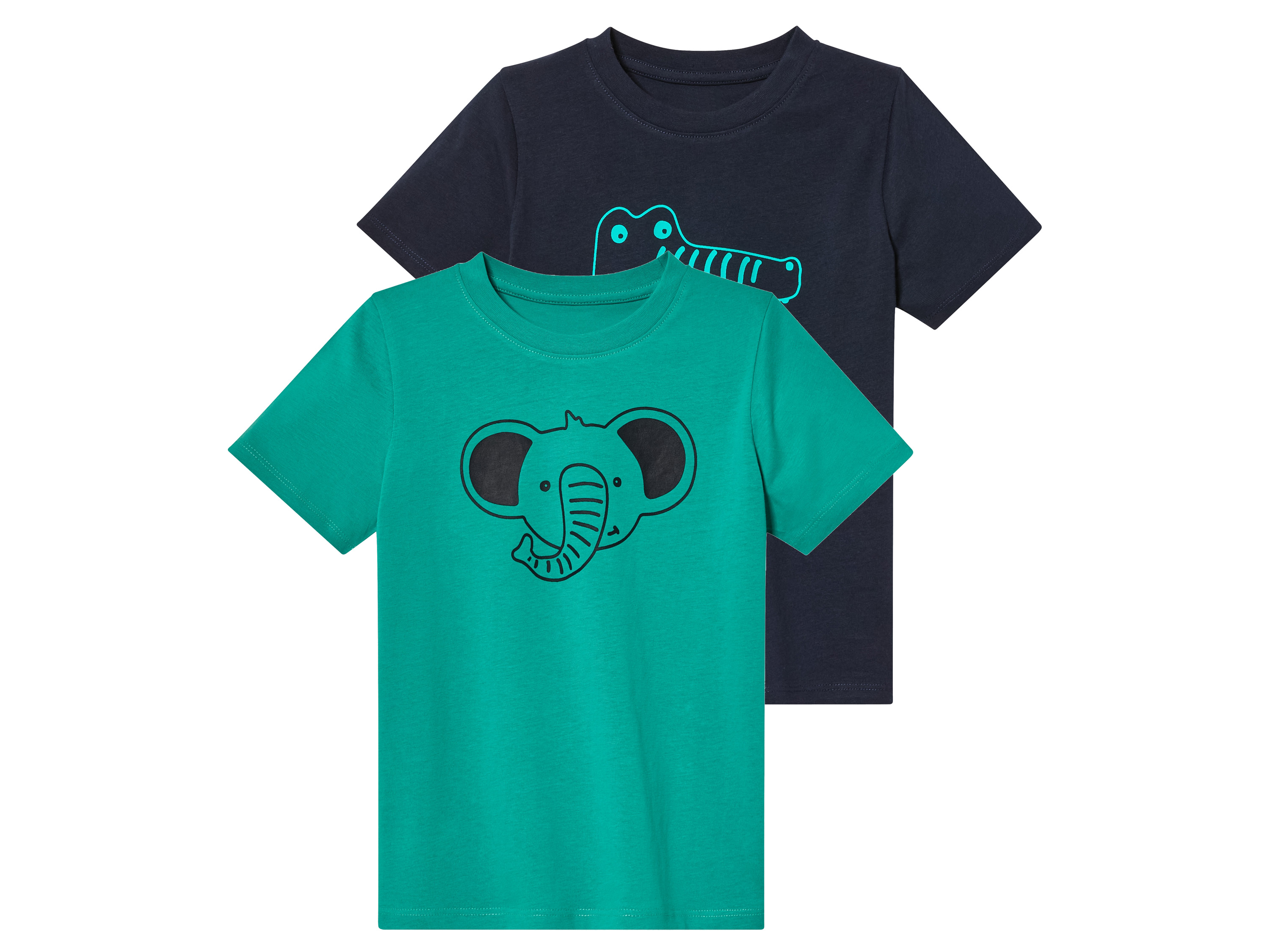 lupilu 2 kinder T-shirts (Donkerblauw/groen, 110/116)