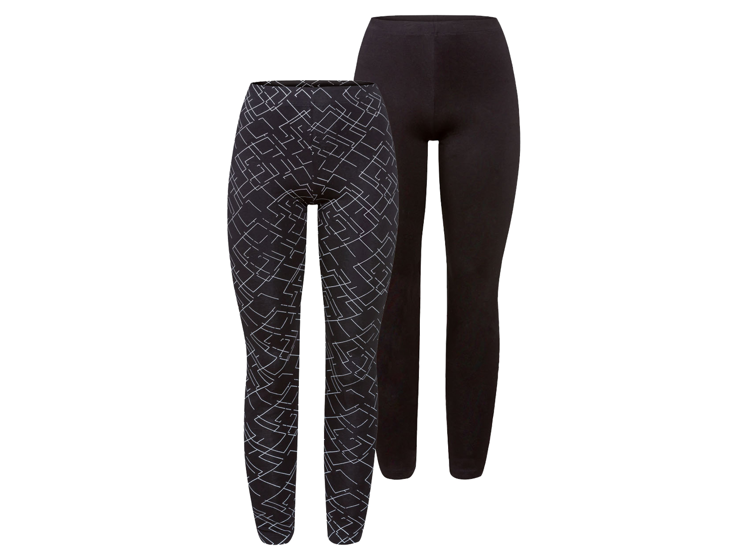 esmara Damesleggings, 2 stuks, met katoen (Zwart/print)