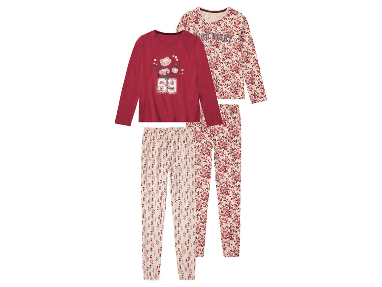 pepperts! Kinder pyjama, 2 stuks, van zuiver bio-katoen (134/140, Roze/rood patroon)