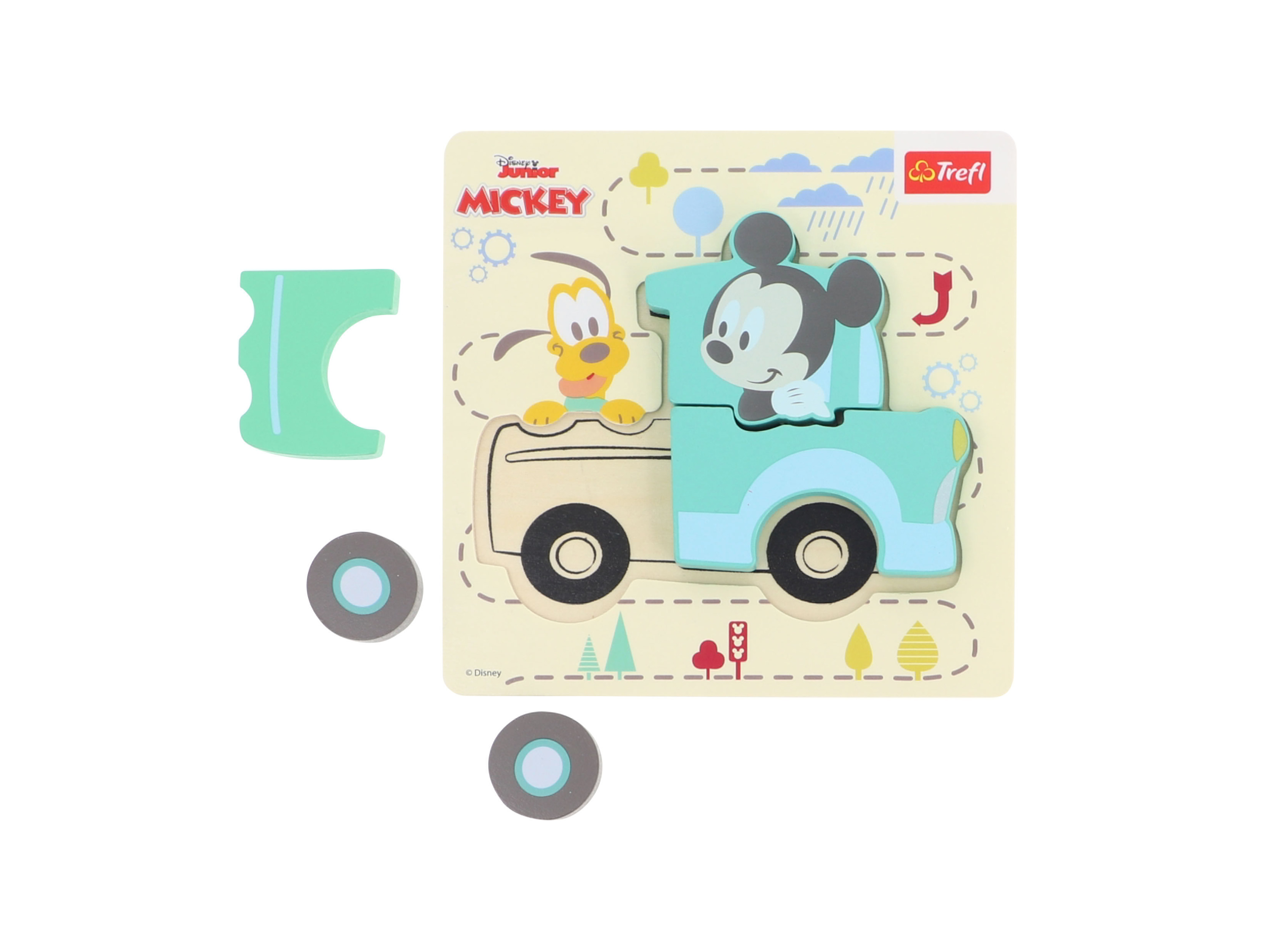 Trefl Houten puzzel (Groene auto - Mickey Mouse)