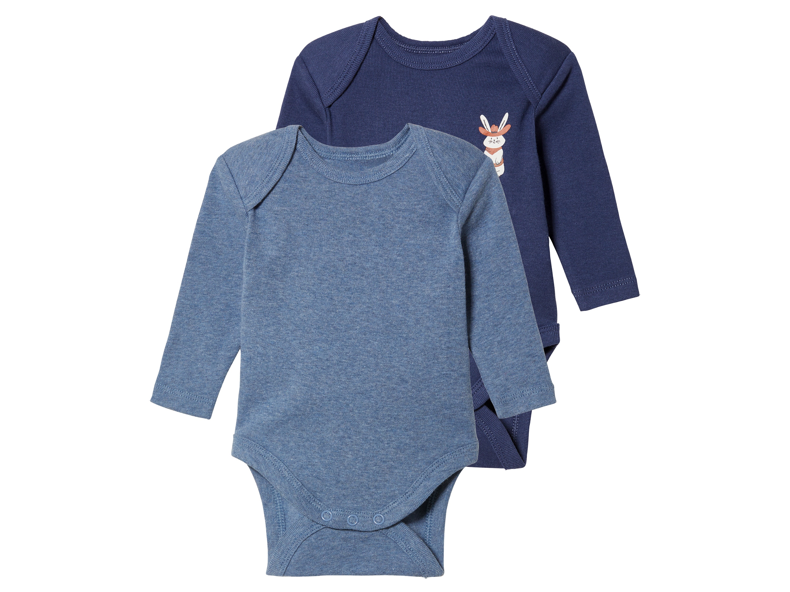 lupilu 2 baby rompertjes (50/56, Blauw/donkerblauw)