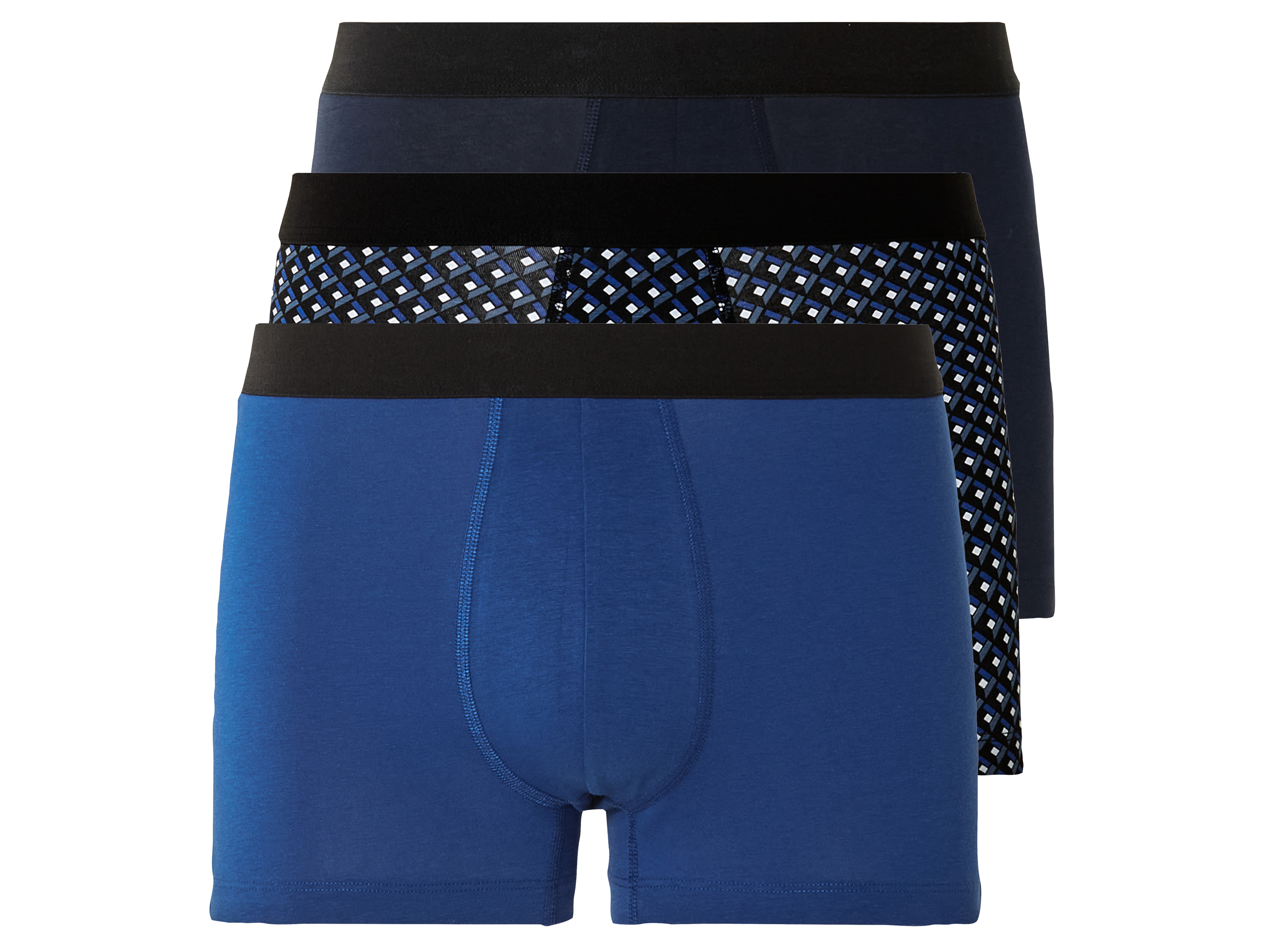 LIVERGY 3 heren boxers (L, Stippen/marineblauw/blauw)