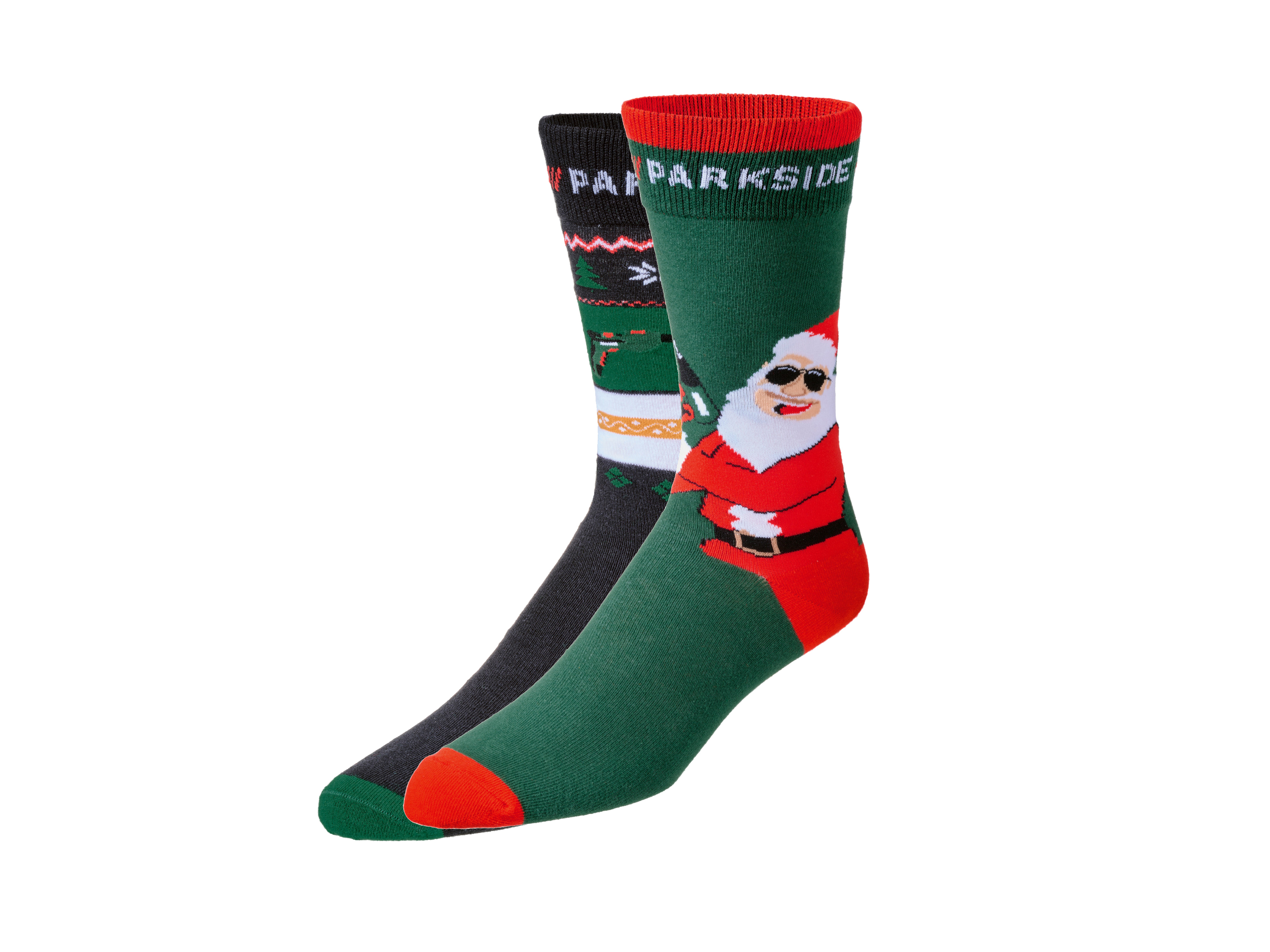 PARKSIDE 2 paar heren kerstsokken (43/46, groen/rood/marineblauw)