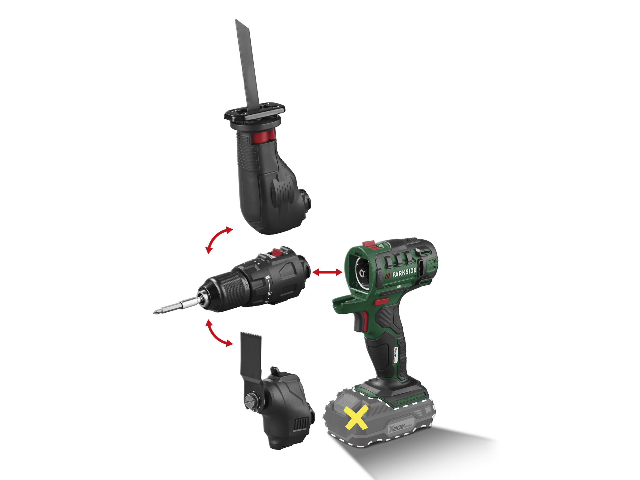 PARKSIDE 3-in-1 accu-combiapparaat 20V zonder accu