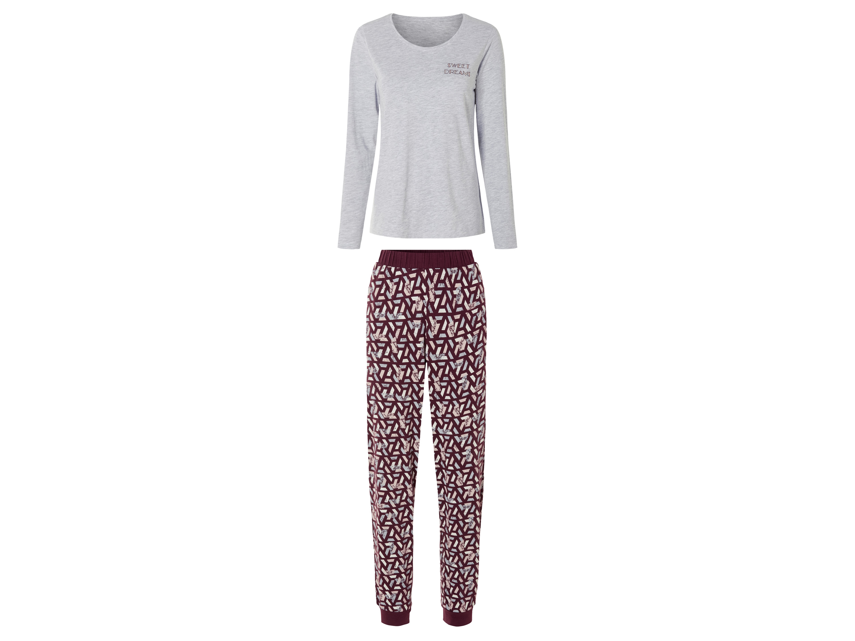 esmara Dames pyjama (M (40/42), Grijs/bordeaux)