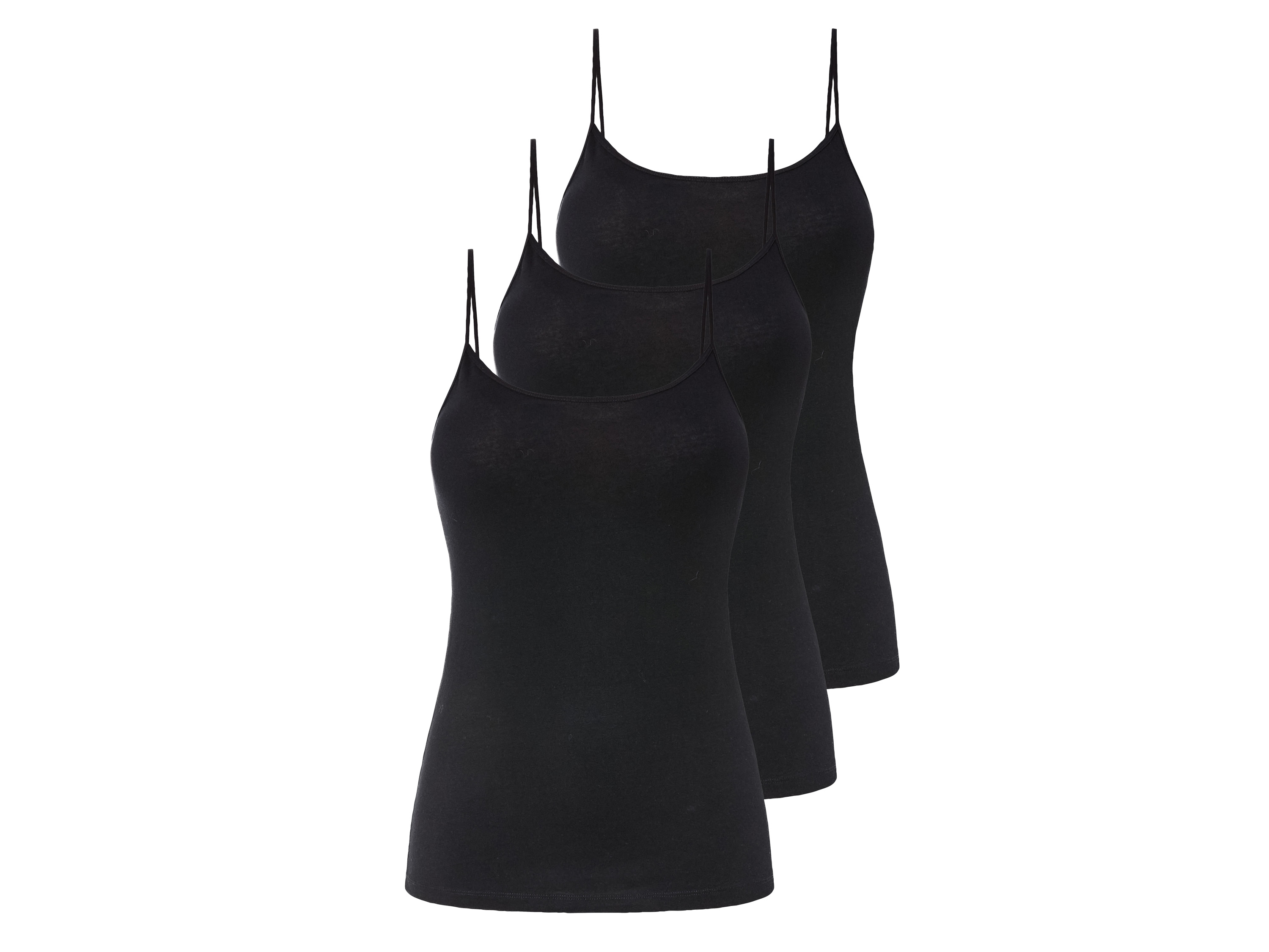 esmara 3 dames spaghettitops (XL (48/50), Zwart)