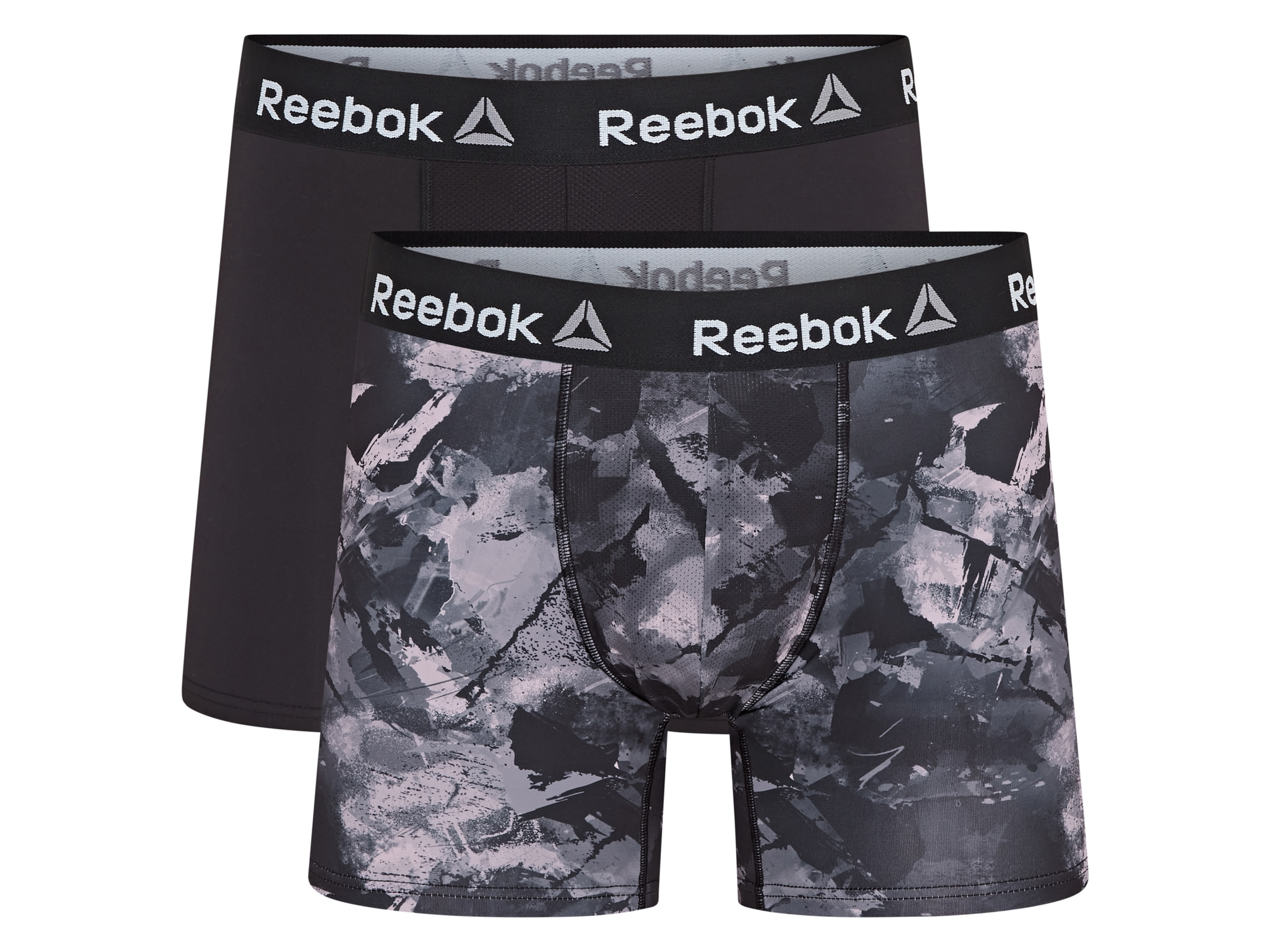 Reebok 2 heren sportboxers (XL, Zwart-wit)