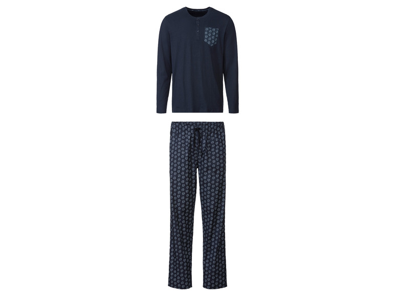 Heren pyjama (S (44/46), Donkerblauw met patroon)