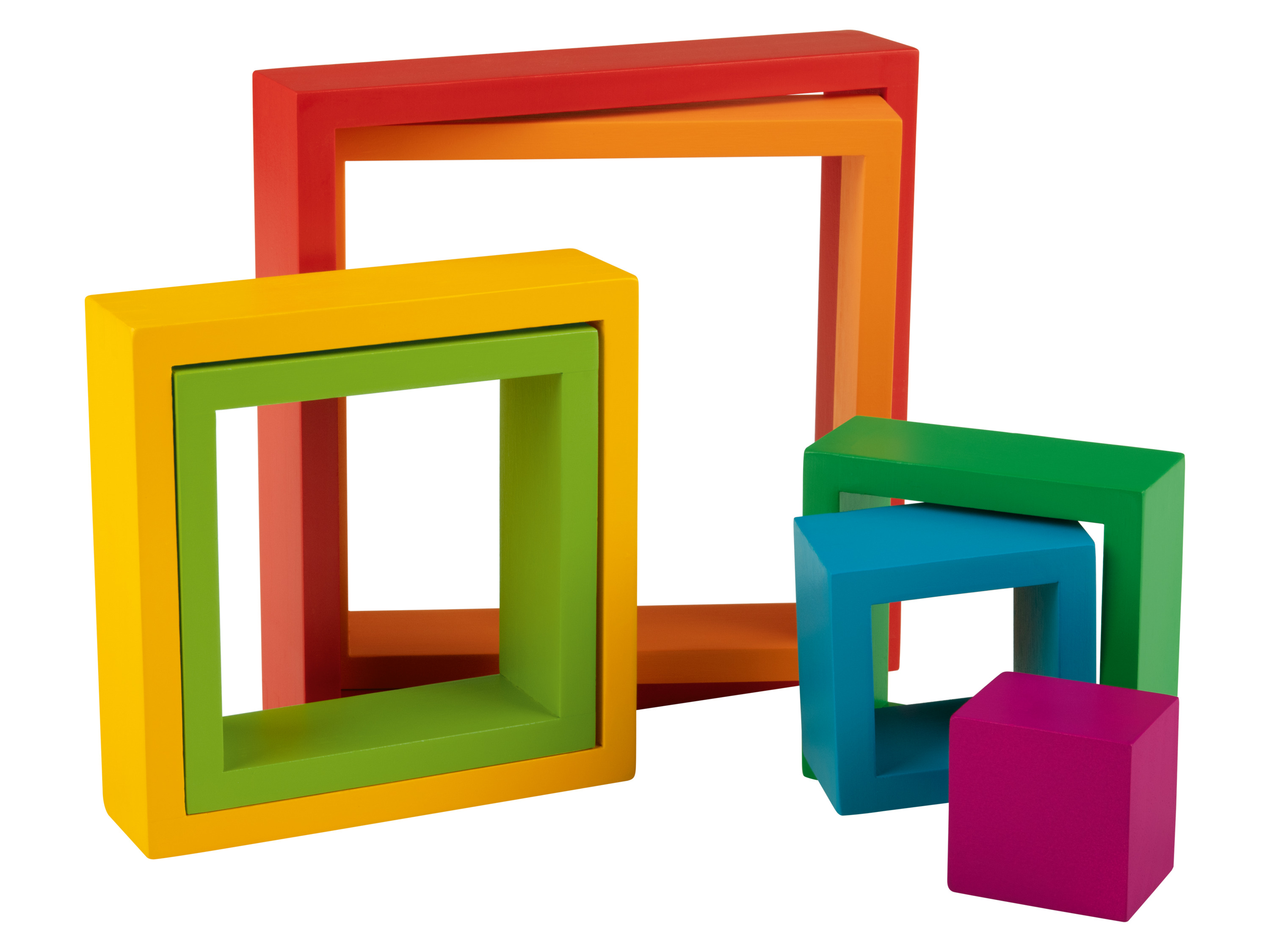 Playtive Houten Montessori vormen (Regenboog stapelvierkantjes)