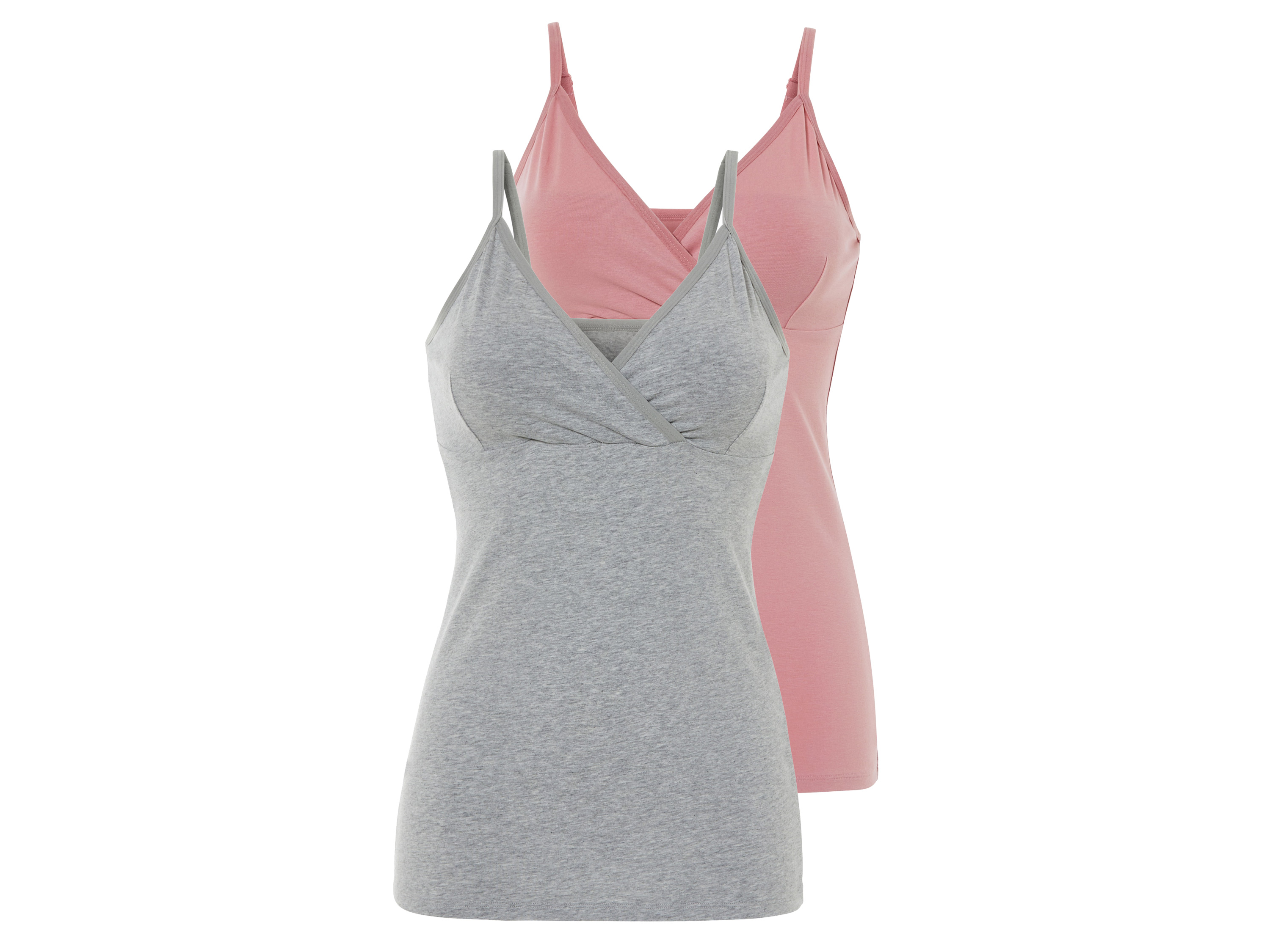 esmara 2 dames voedings-tops (XS (32/34), grijs/roze)