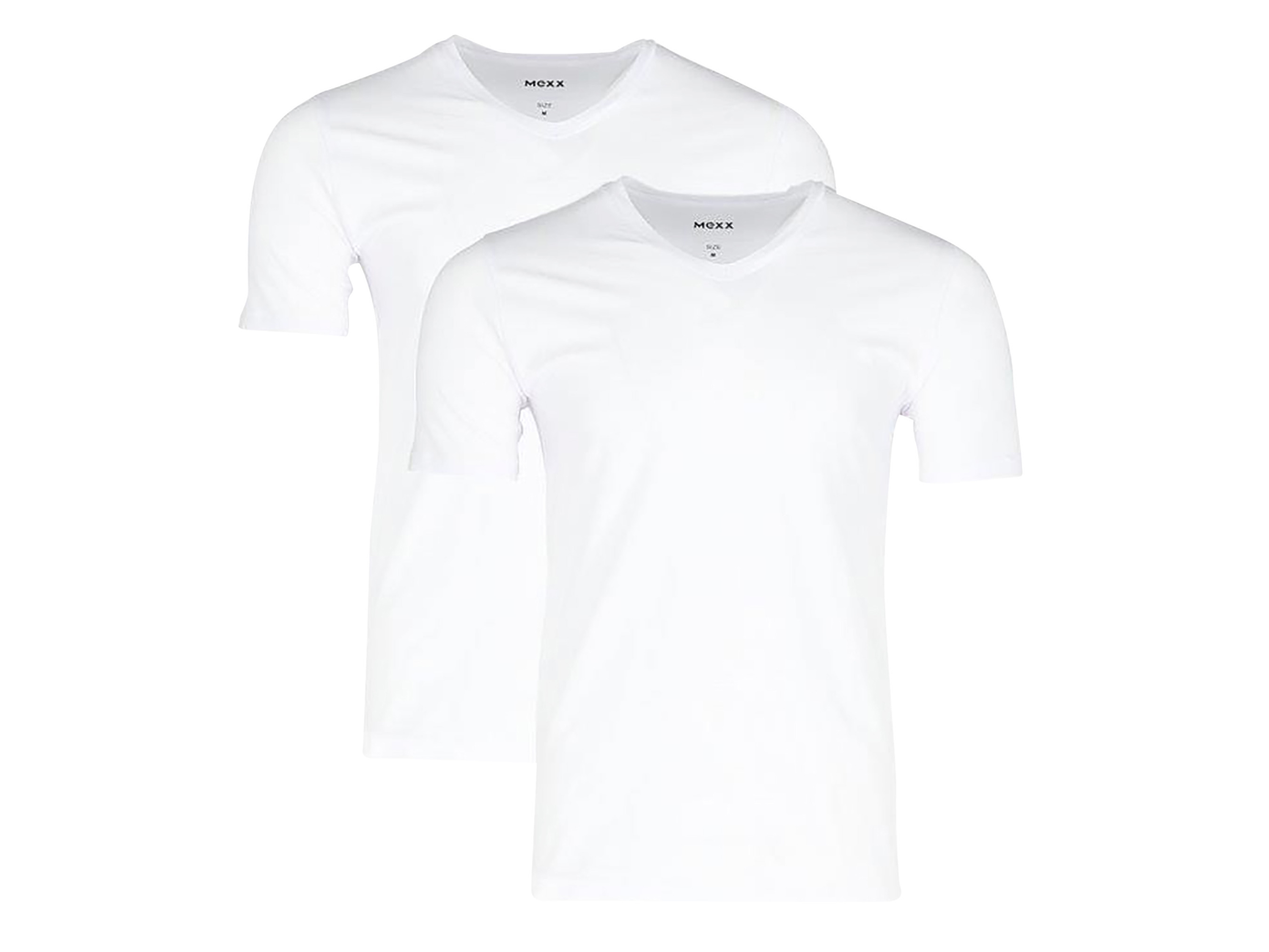 MEXX 2 heren T-shirts (V-hals, XXL, Wit)