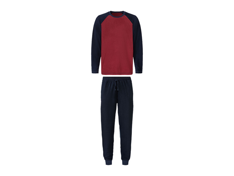 Fleece pyjama (M (48/50), Donkerblauw/rood)