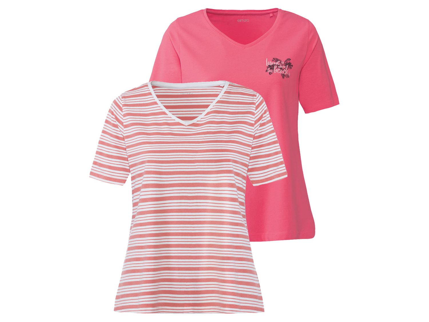 esmara 2 dames t-shirts (L (44-46))