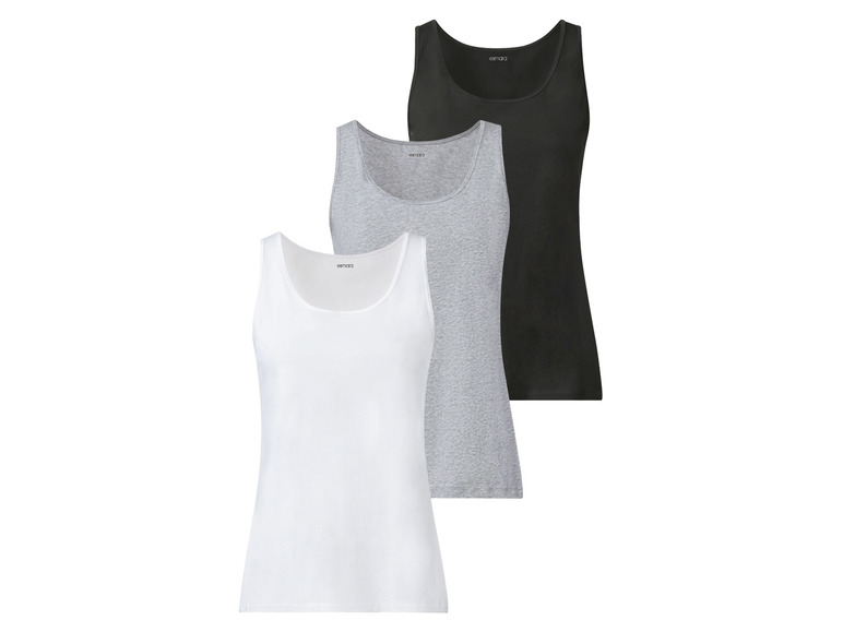 esmara 3 dames hemden (S (36/38), Zwart/grijs/wit)