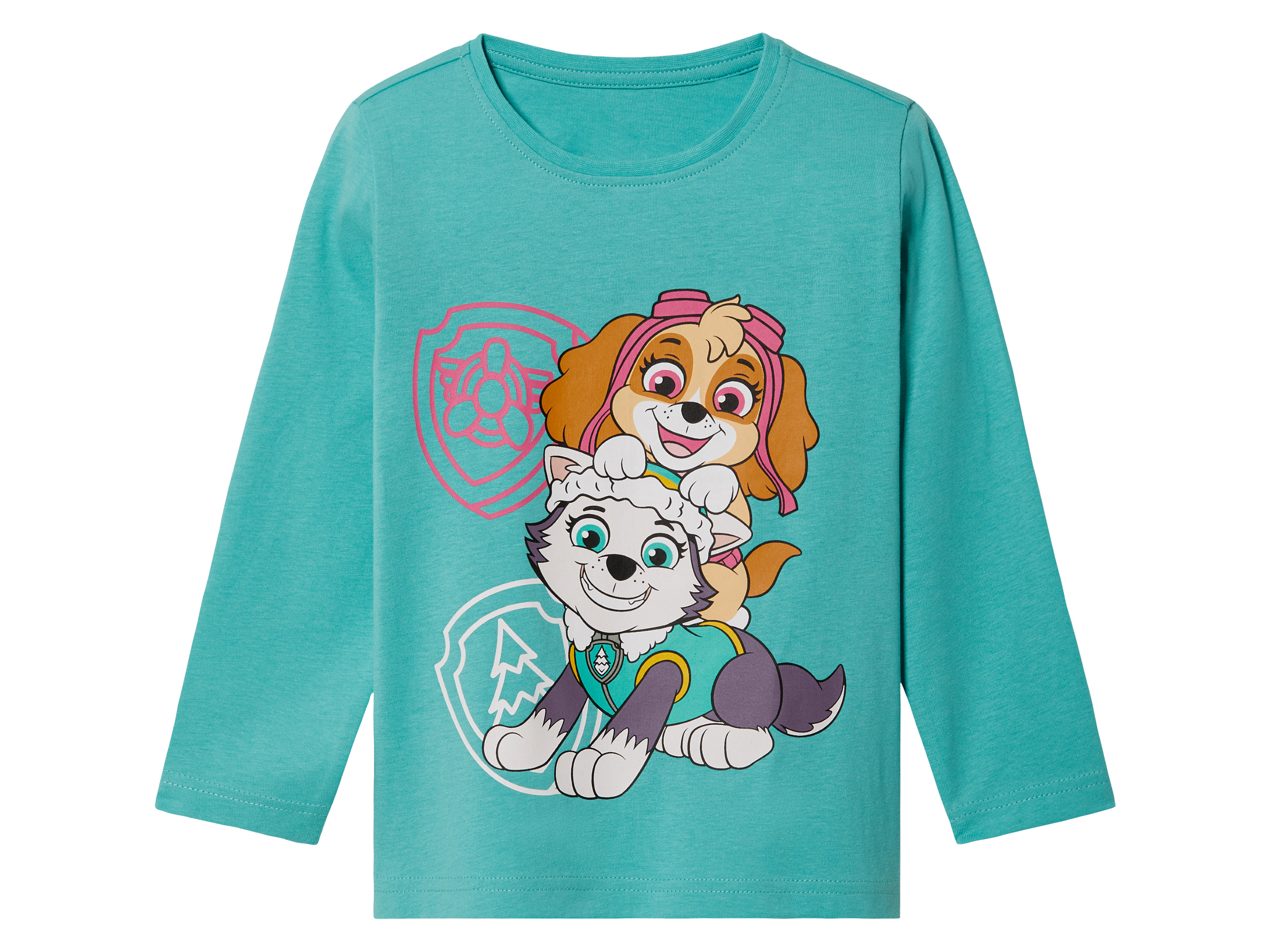 Kindershirt met lange mouwen (122/128, Paw Patrol mint)