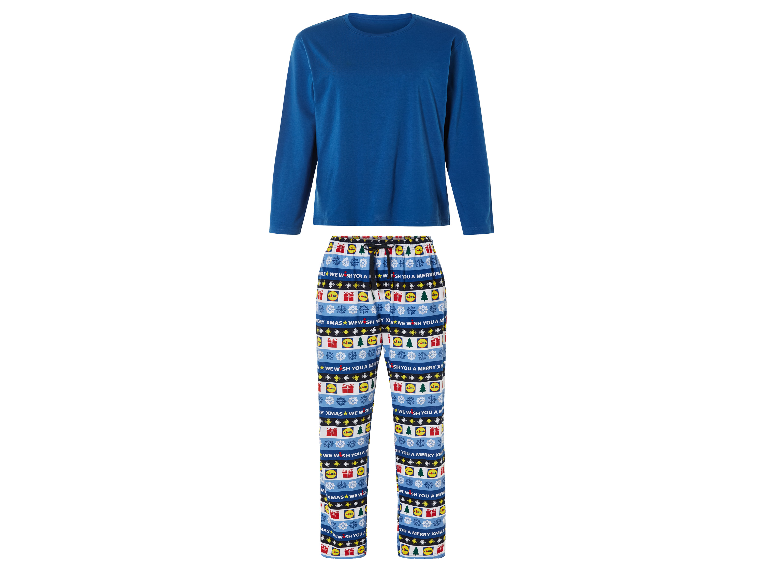 PARKSIDE Dames of heren pyjama met Lidl-print (XL (56/58), Marineblauw)