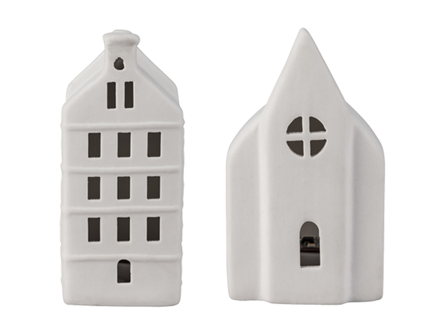 LIVARNO home Huisjes Mini 2-delige set Porselein LED (Kerk)