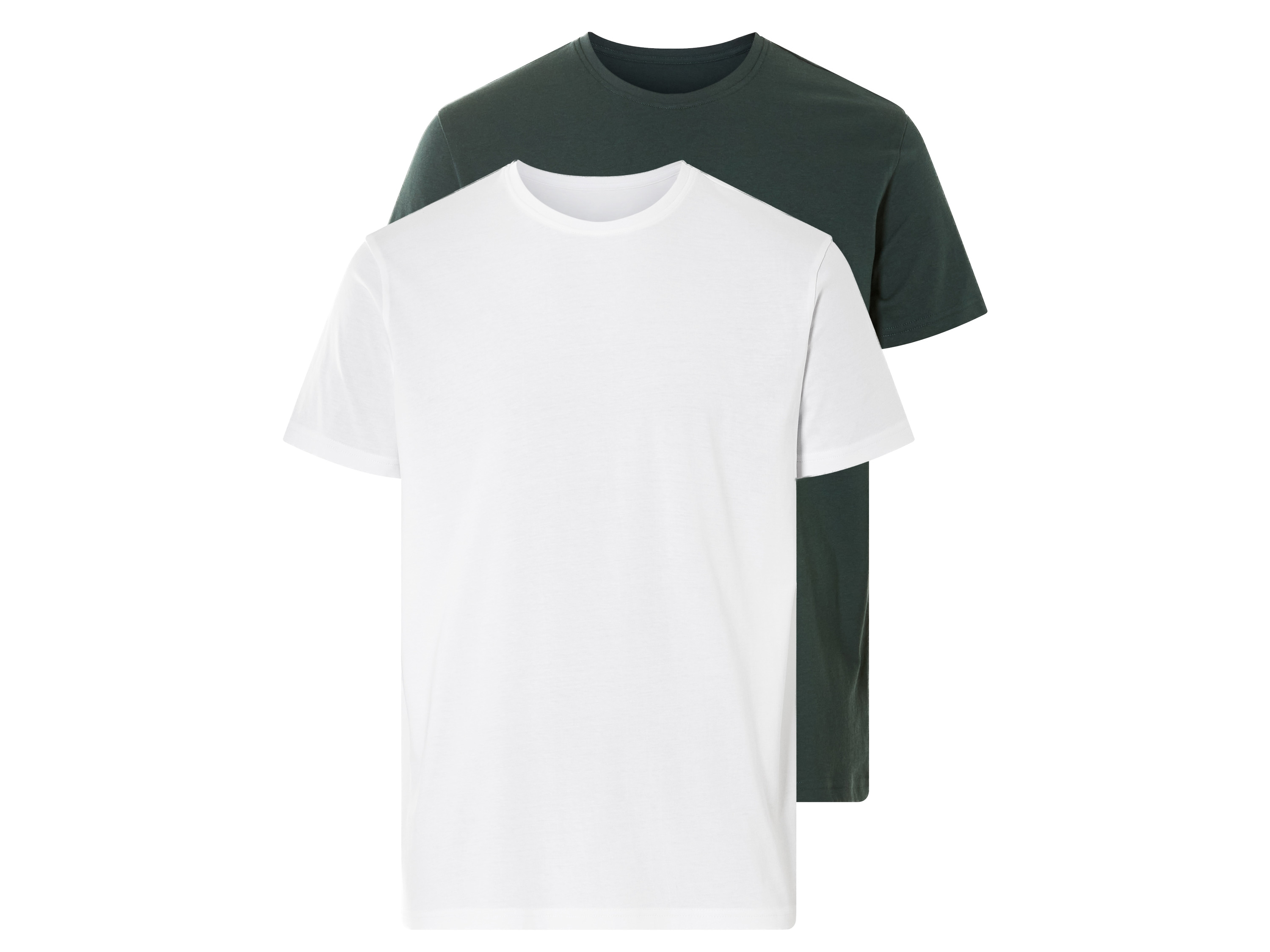 LIVERGY 2 heren T-shirts (L (52-54), donkergroen/wit)