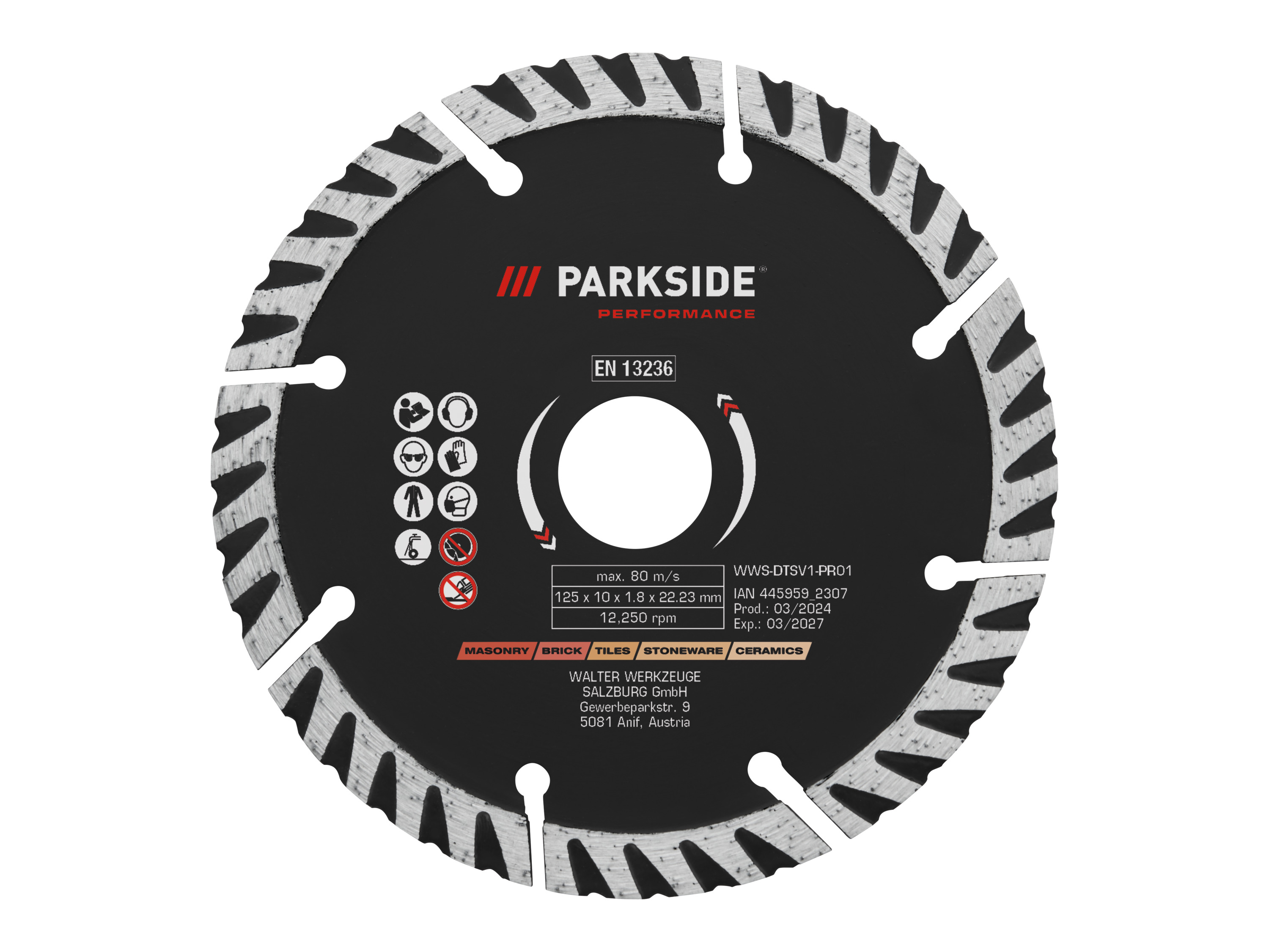 PARKSIDE PERFORMANCE Accessoires voor haakse slijpers 125 mm (Diamantdoorslijpschijf Turbo)