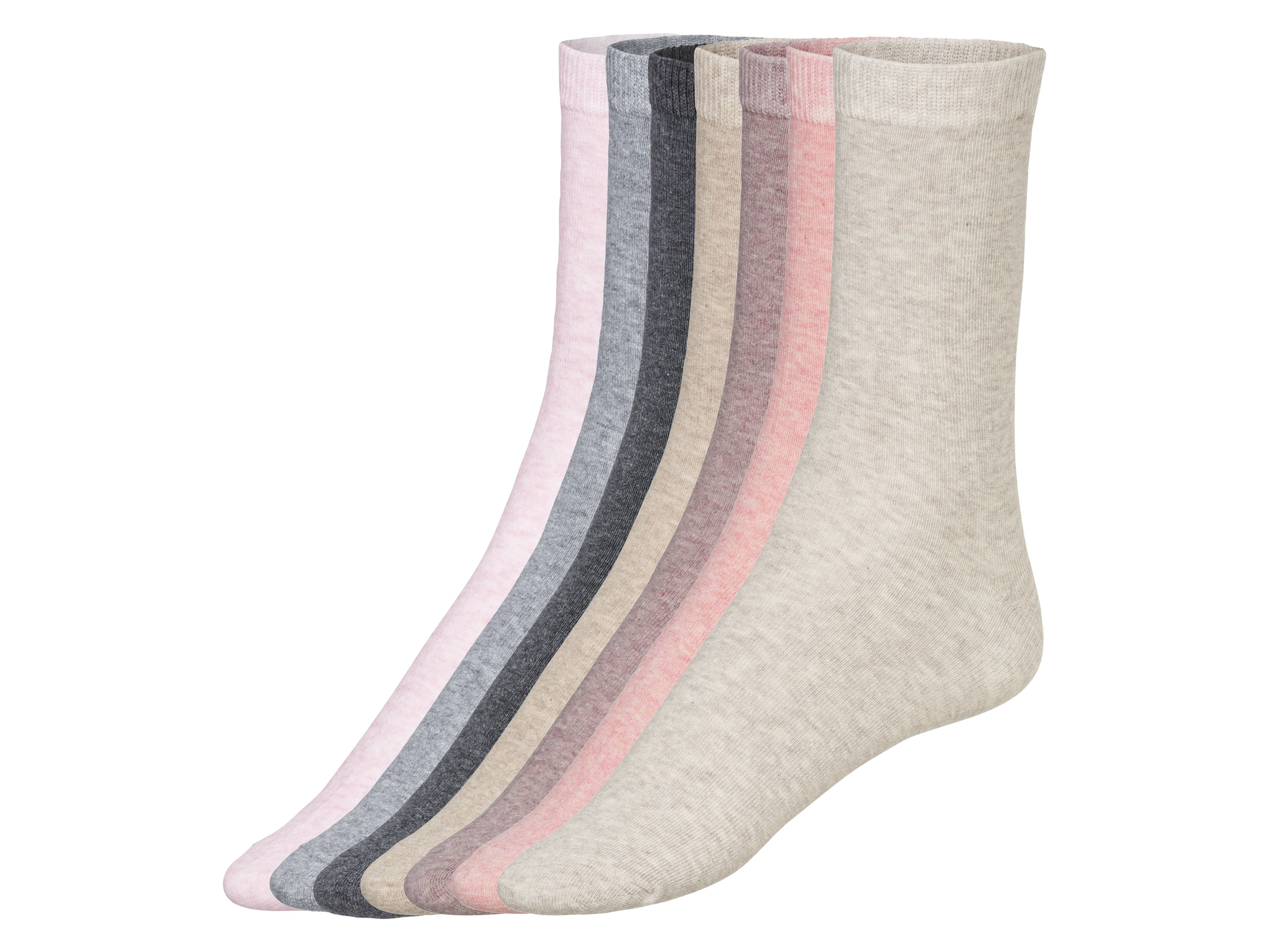 esmara 7 paar dames sokken (35-38, Lichtroze/grijs)