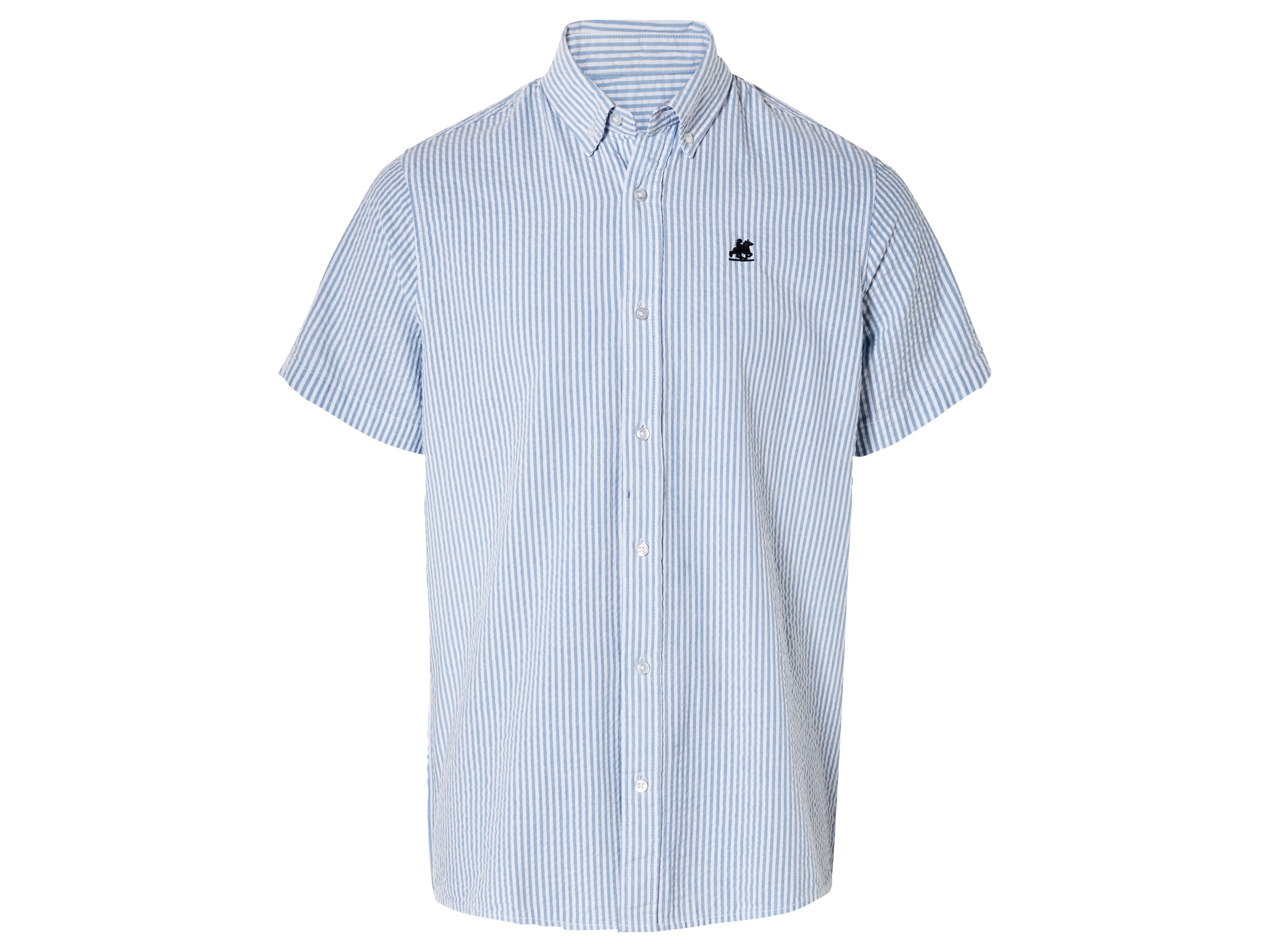 LIVERGY Heren polo (M (39/40), Blauw gestreept)