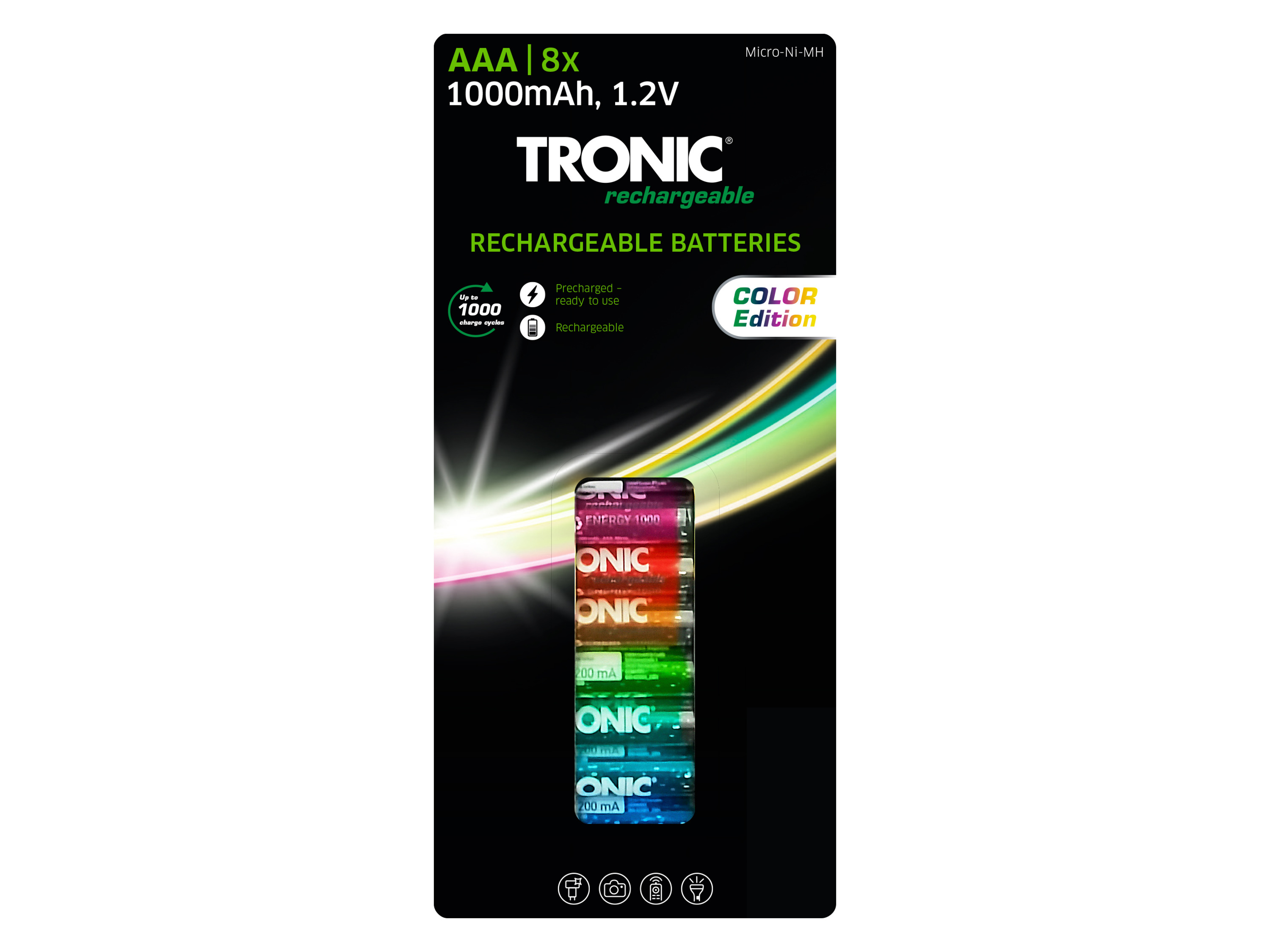 TRONIC Batterijen Ni-MH Ready 2 Use Color 8-delig (AAA)