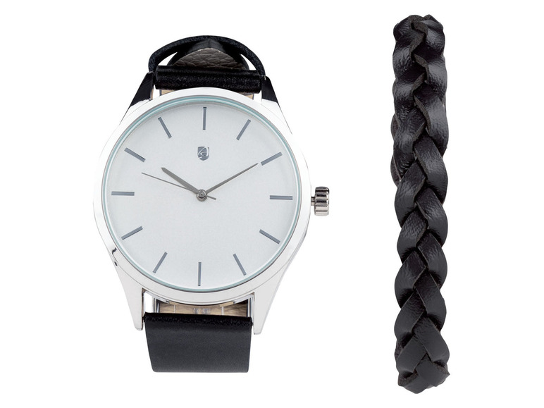 Heren polshorloge - cadeauset (volwassene, zwarte band, zwarte horloge)