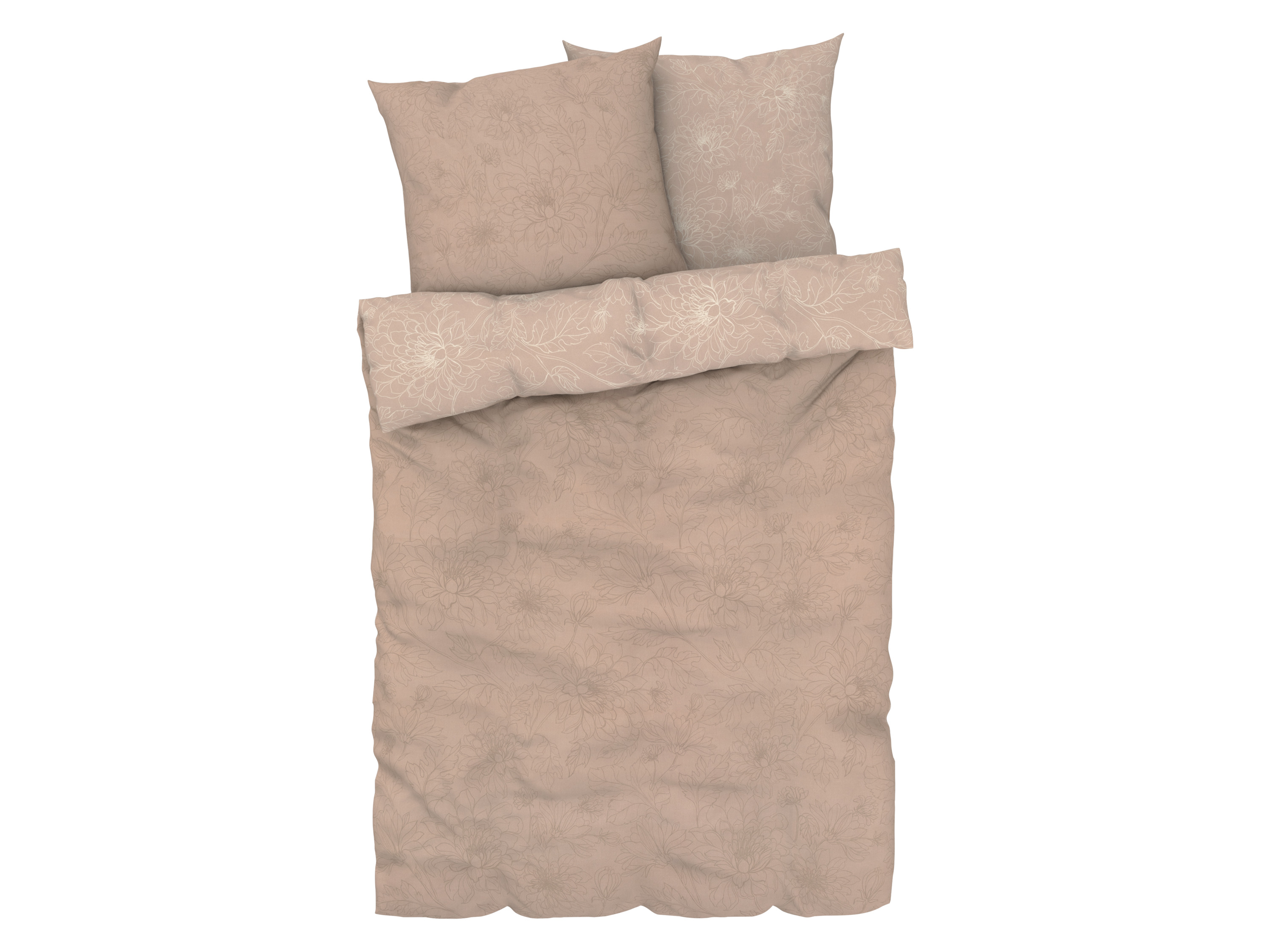 LIVARNO home Microvezel-satijn omkeerbaar beddengoed 240 x 220 cm (Bloemen/beige)