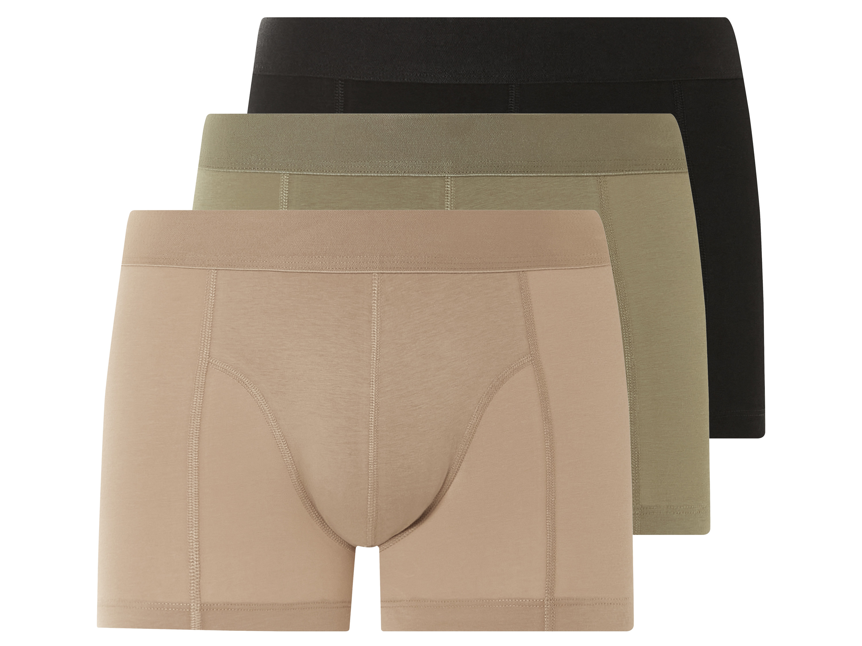 LIVERGY 3 heren boxers (6/L, zwart/kaki/beige)