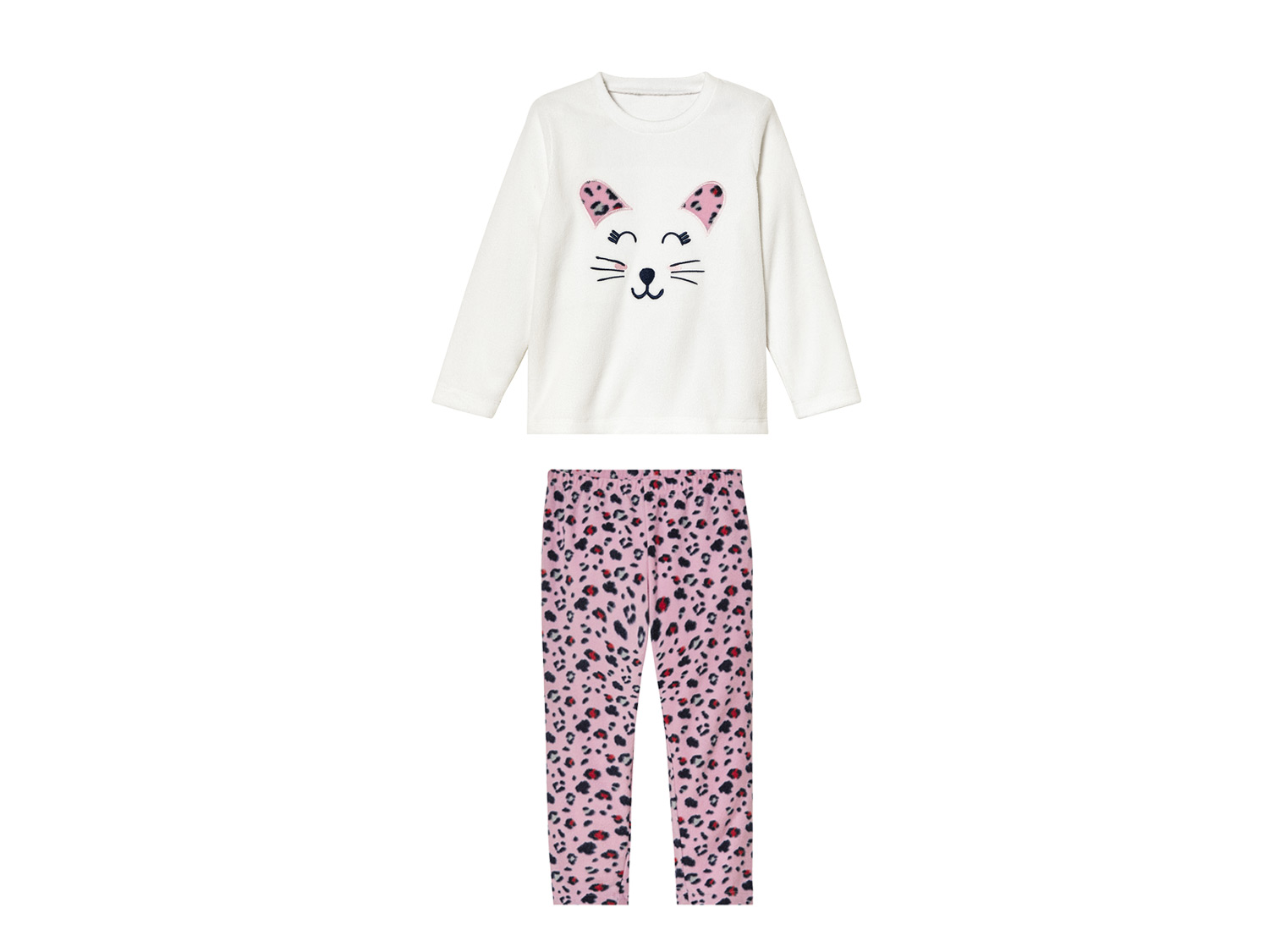 lupilu Meisjes fleece pyjama (98 - 104, Wit/roze)