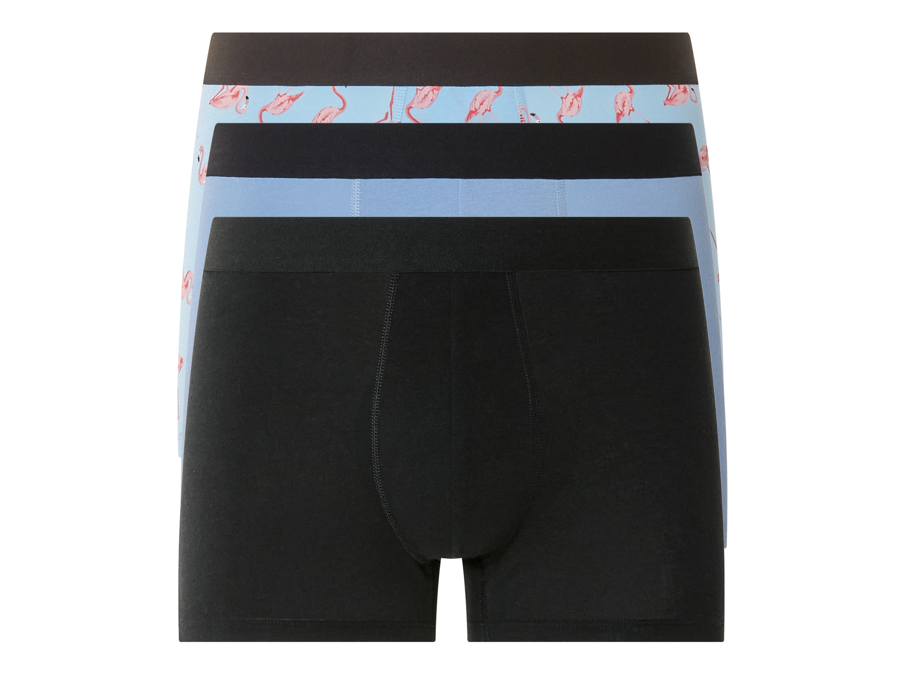LIVERGY 3 heren boxers (L, Zwart/flamingo/blauw)