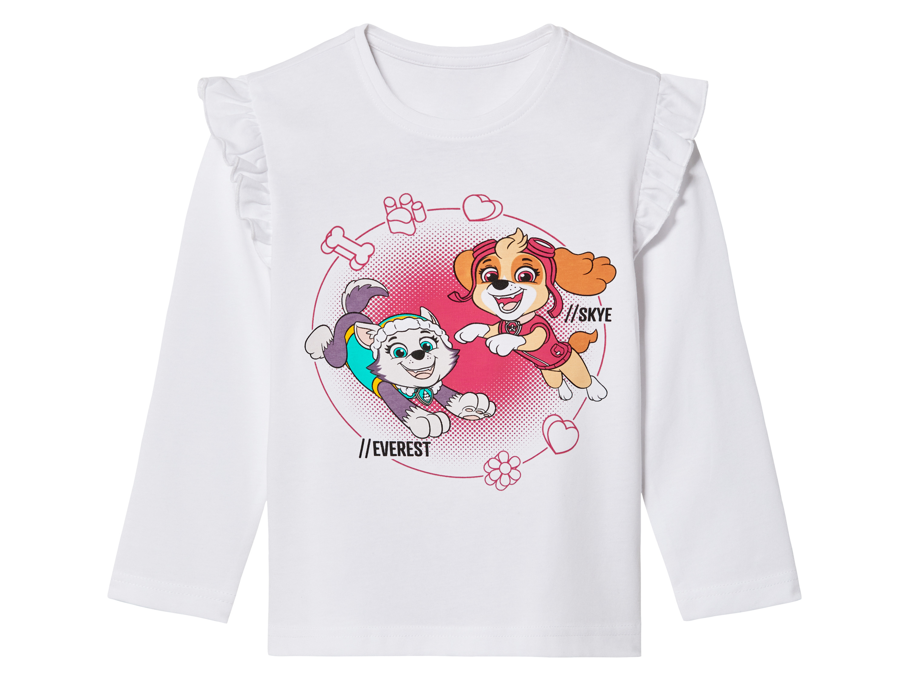 Kindershirt met lange mouwen (110/116, Paw Patrol wit)