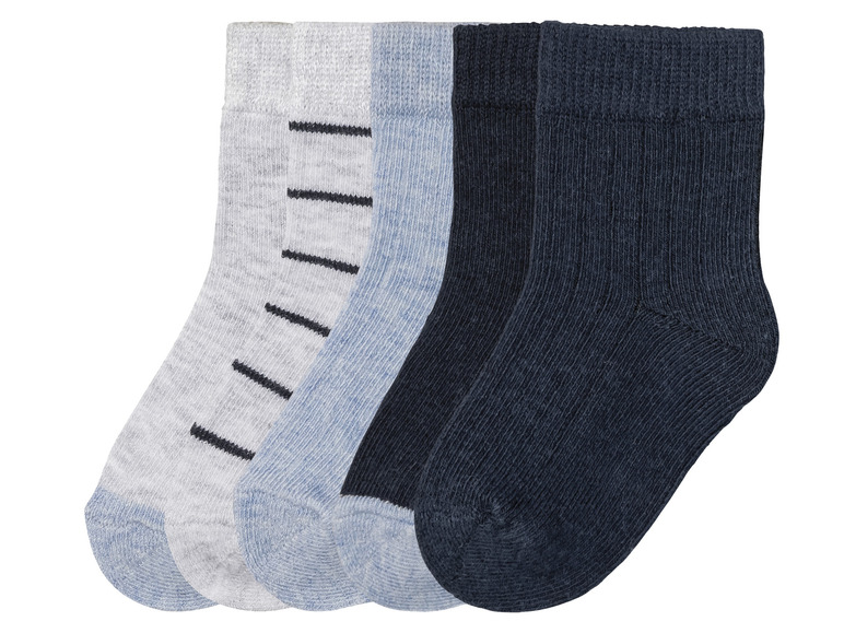 lupilu Baby jongens sokken, 5 paar, met biologi (15/18, Lichtblauw/Grijs)