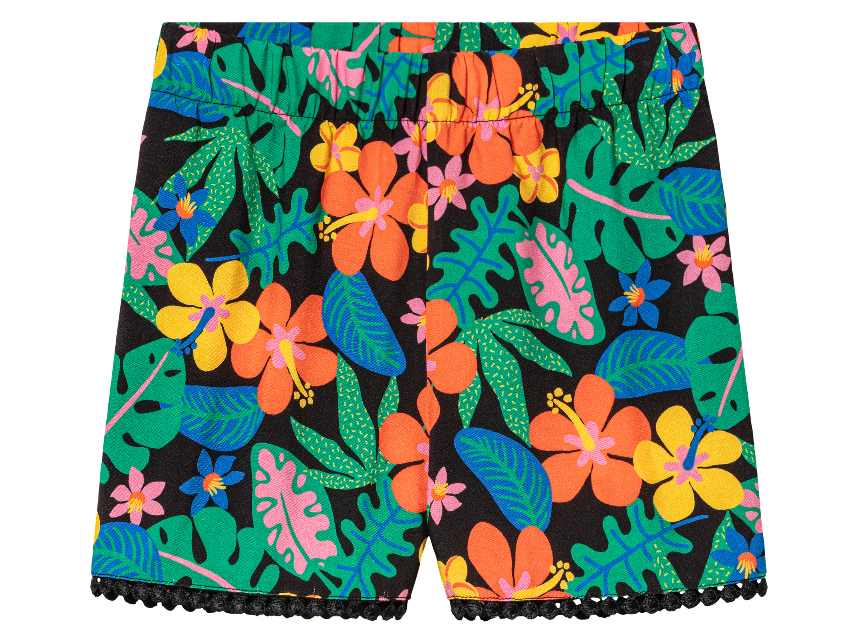lupilu Meisjes shorts (110/116, Bladeren/zwart)