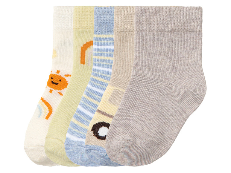 lupilu 5 paar baby sokken (11/14, Beige/blauw/wit)