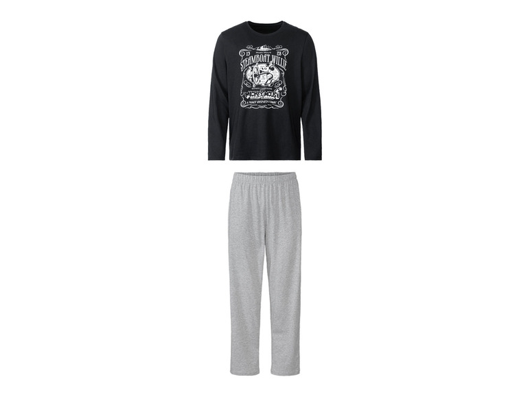 Heren pyjama (S (44/46), Zwart/grijs)