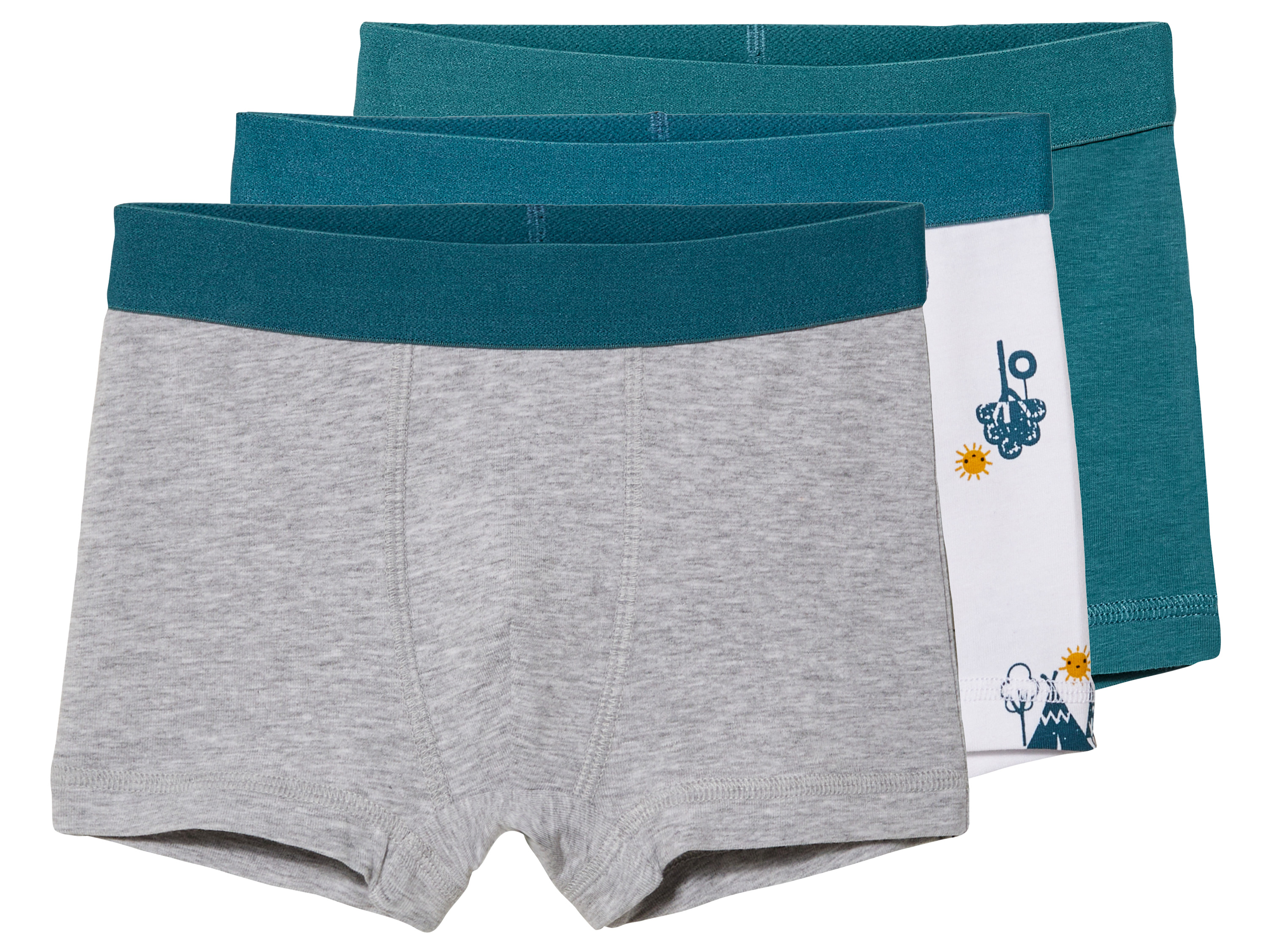 lupilu 3 jongens boxer (98/104, Wit/grijs/turquoise)