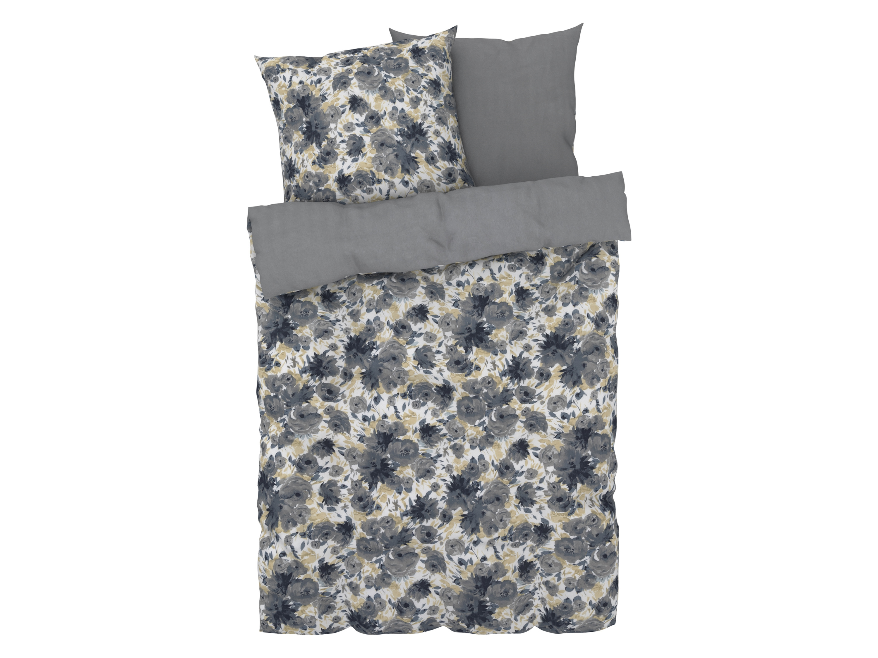 LIVARNO home Renforcé omkeerbaar beddengoed 240 x 220 cm (Bloemen/Blauw)