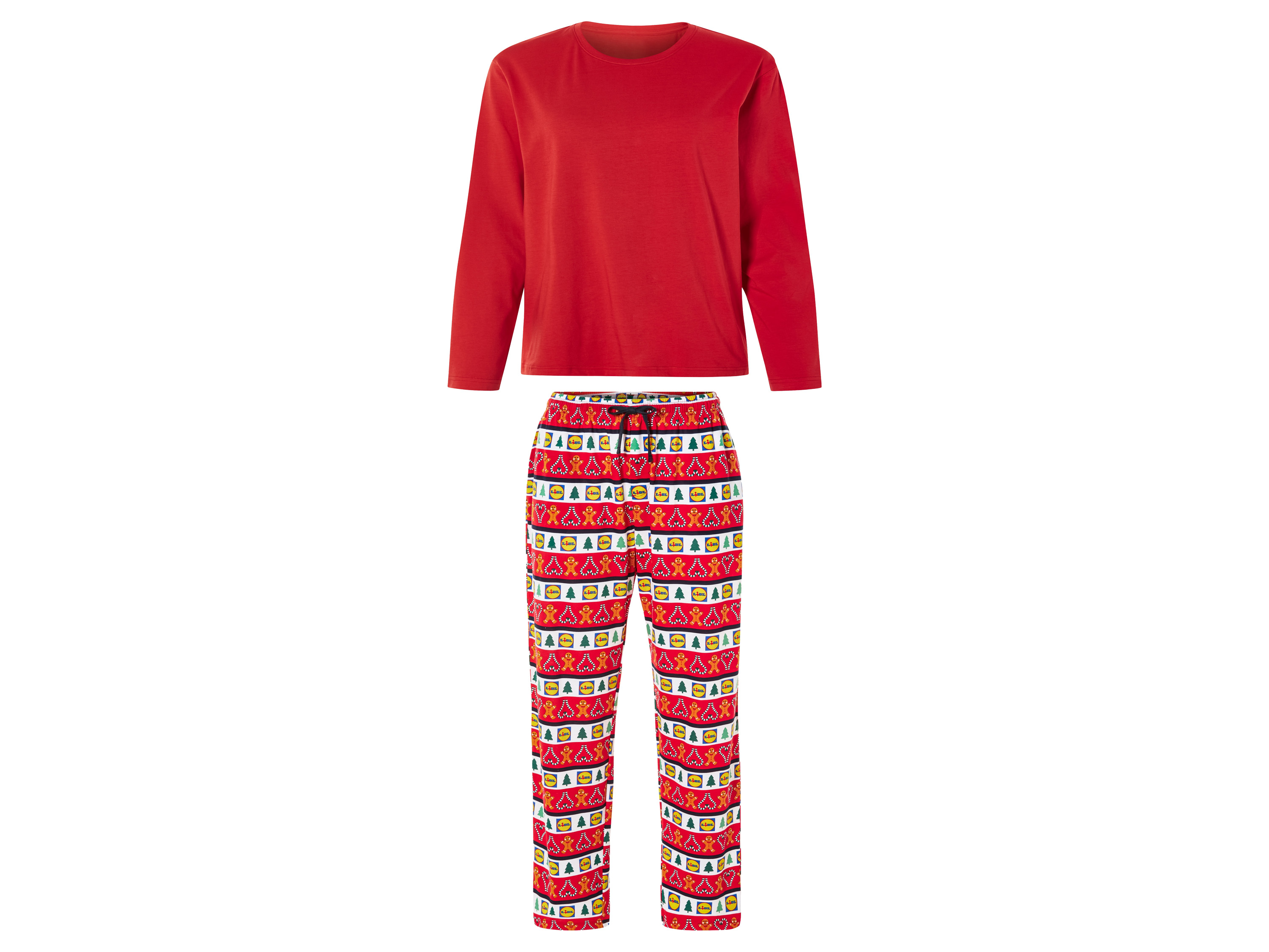 PARKSIDE Dames of heren pyjama met Lidl-print (L (52/54), Rood)