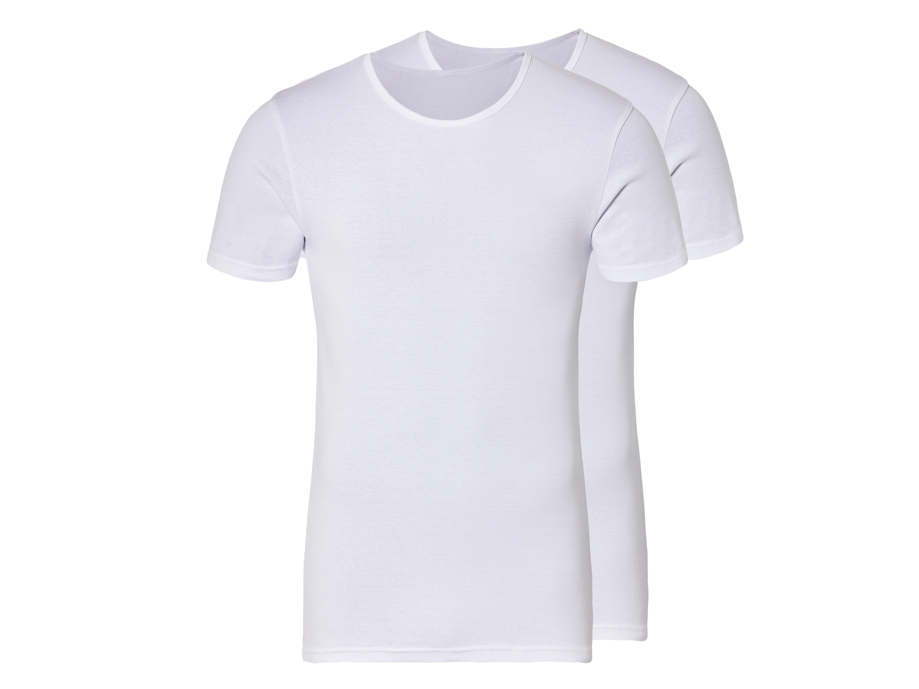 LIVERGY 2 paar heren T-shirts (Ronde hals, 4/S, Wit)