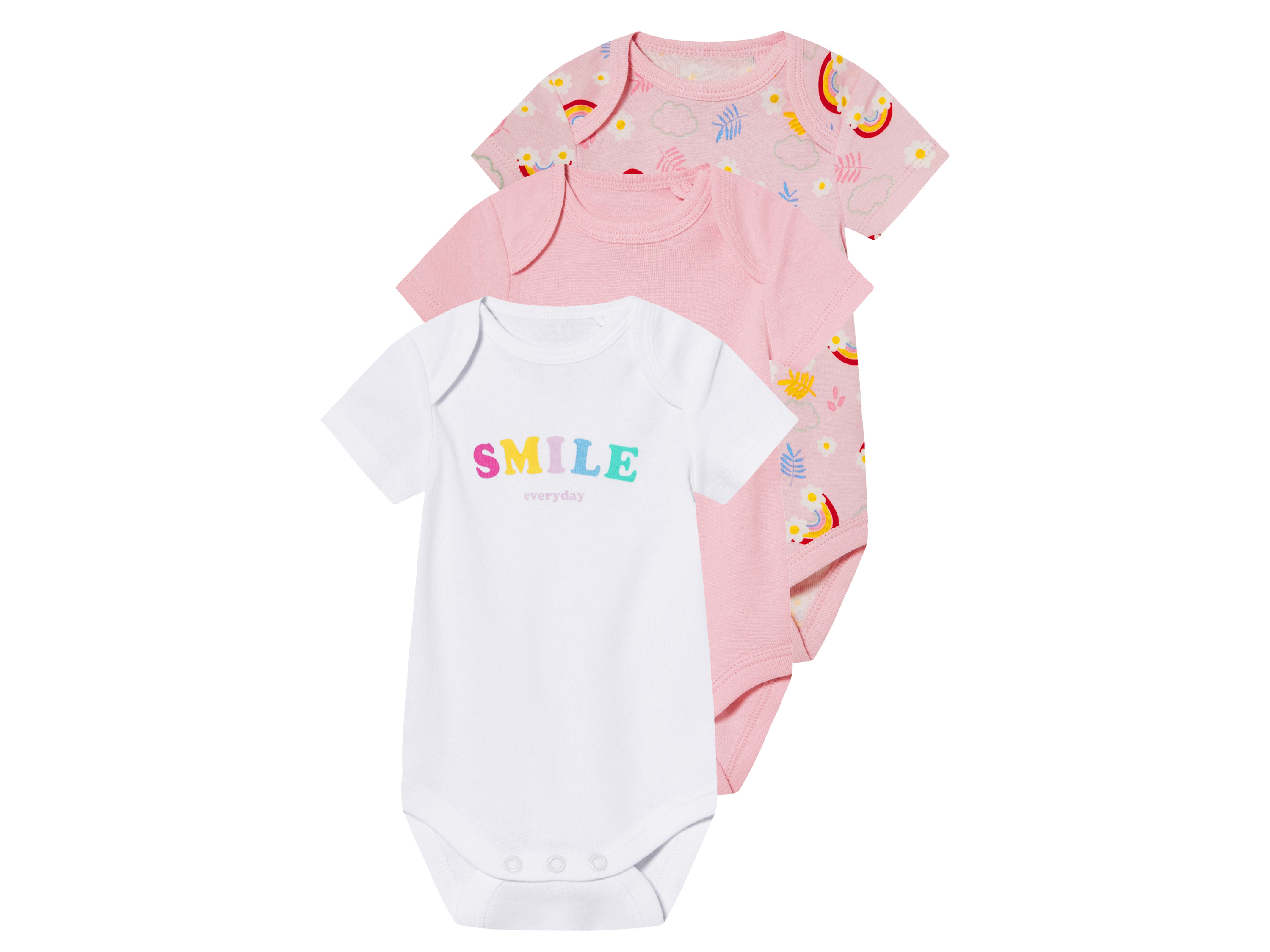 lupilu 3 baby rompers (Roze/wit, 50/56)