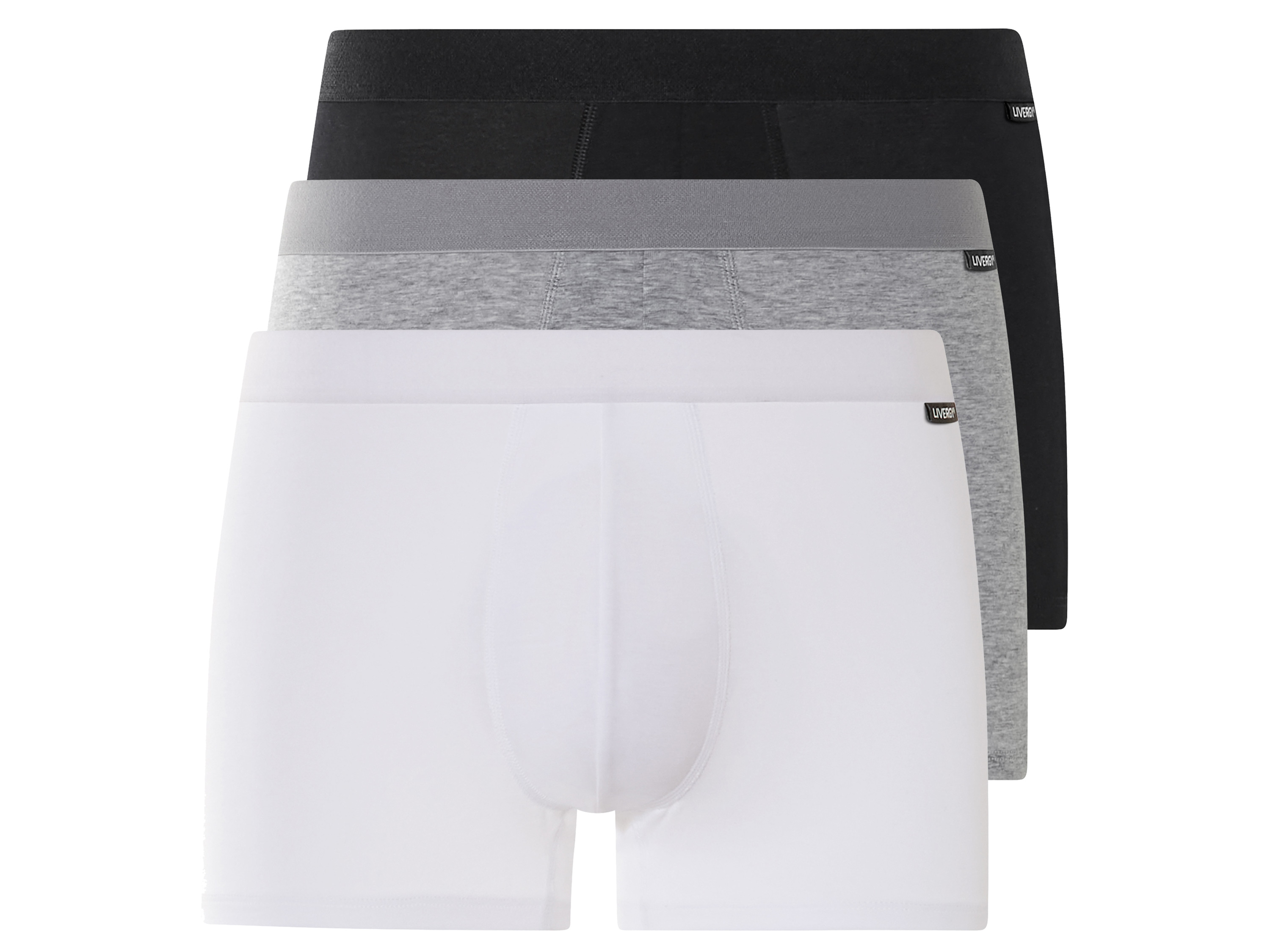 LIVERGY Heren boxershorts 3-pack (S, Zwart/grijs/wit)