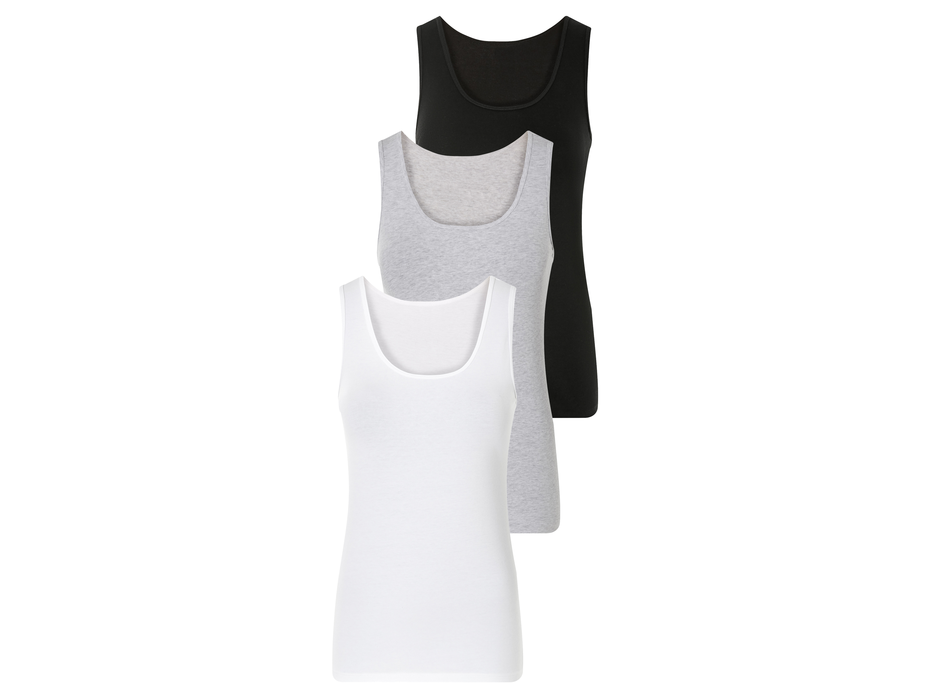 esmara Dames tanktop 3 stuks (XS(32/34), Zwart/grijs/wit)