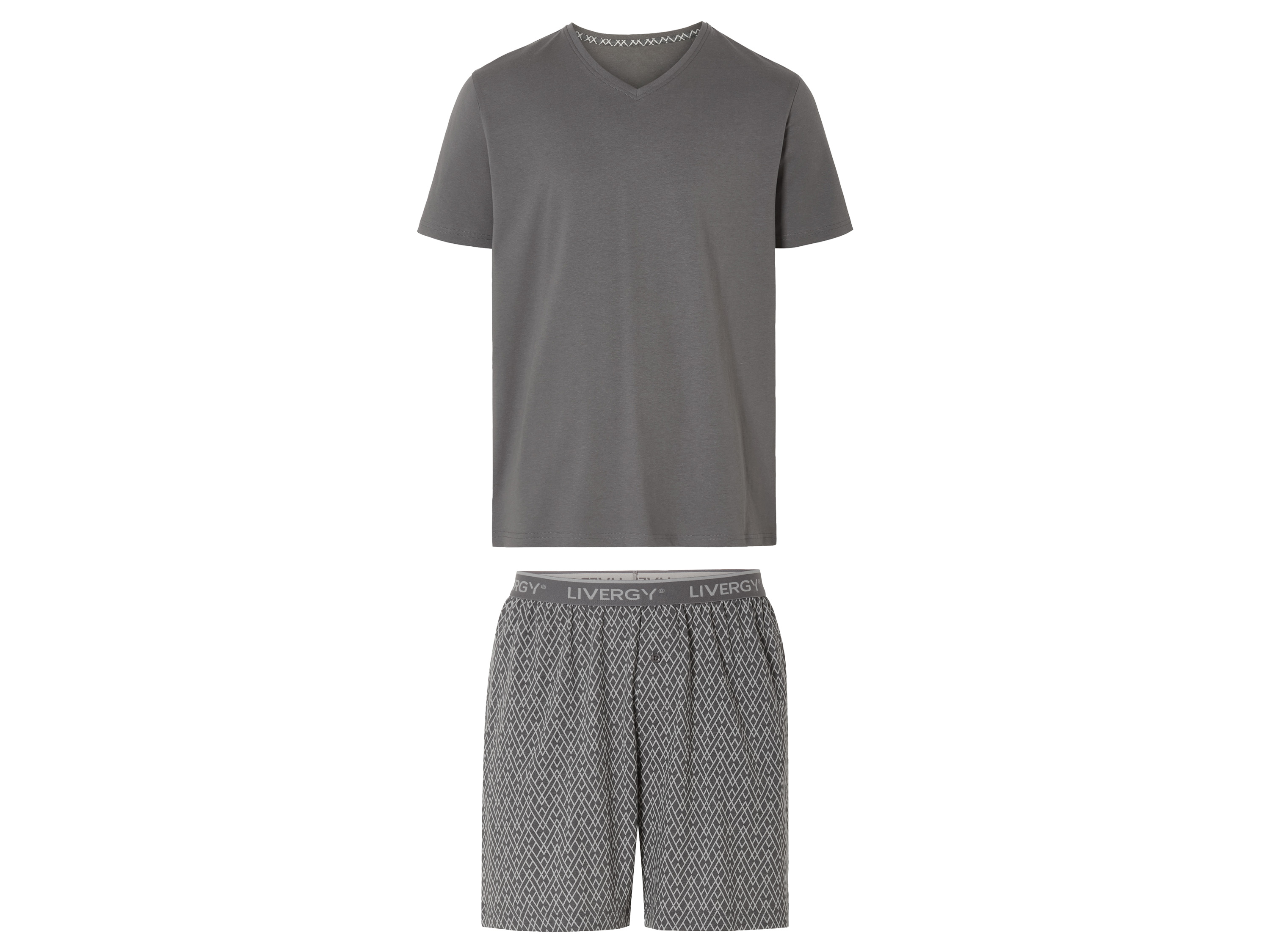 LIVERGY Heren pyjama (S (44/46), Donkergrijs)