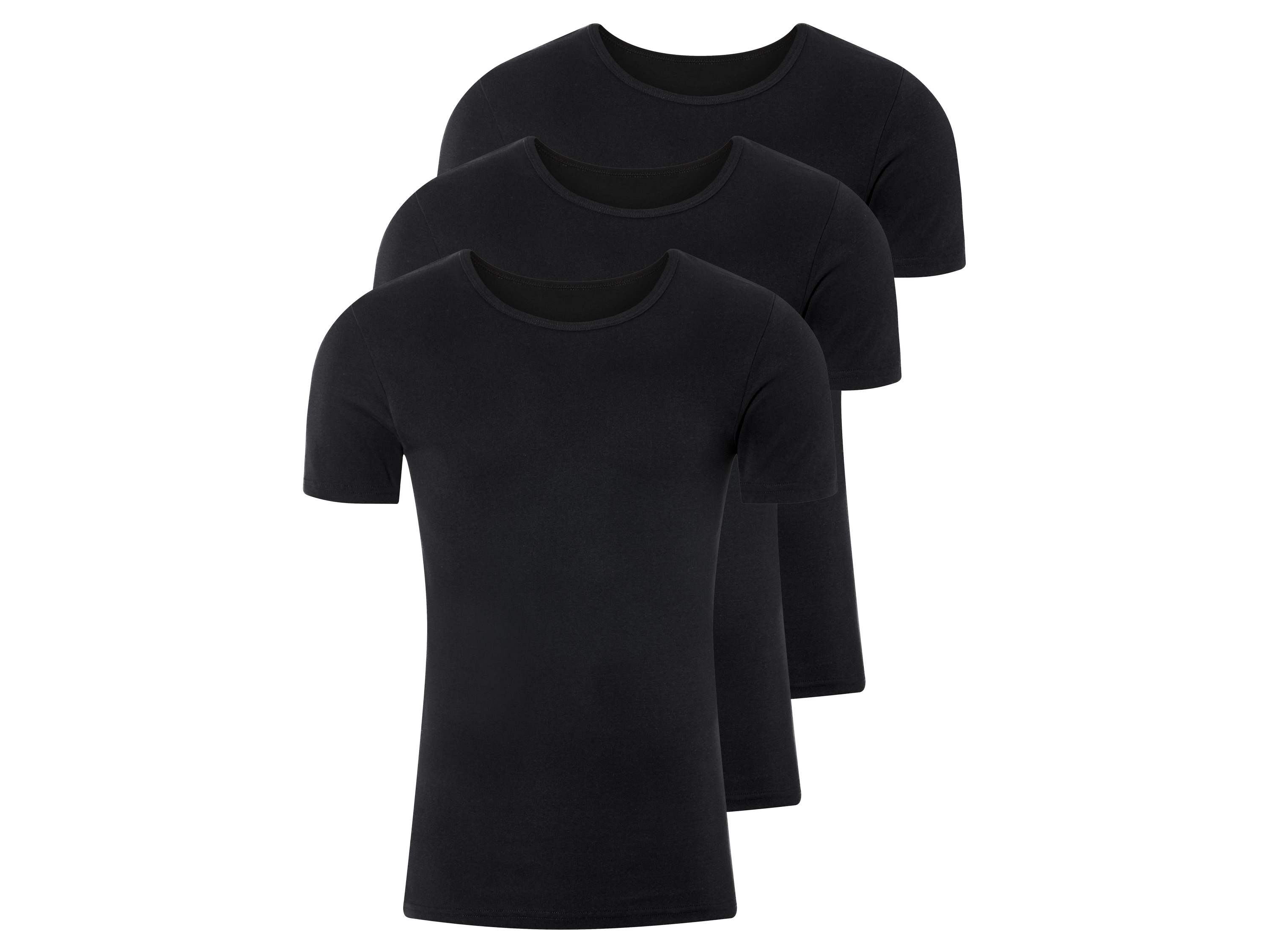 LIVERGY Herensinglets fijn rib, 3-pack (Ronde hals, 7/XL, Zwart)