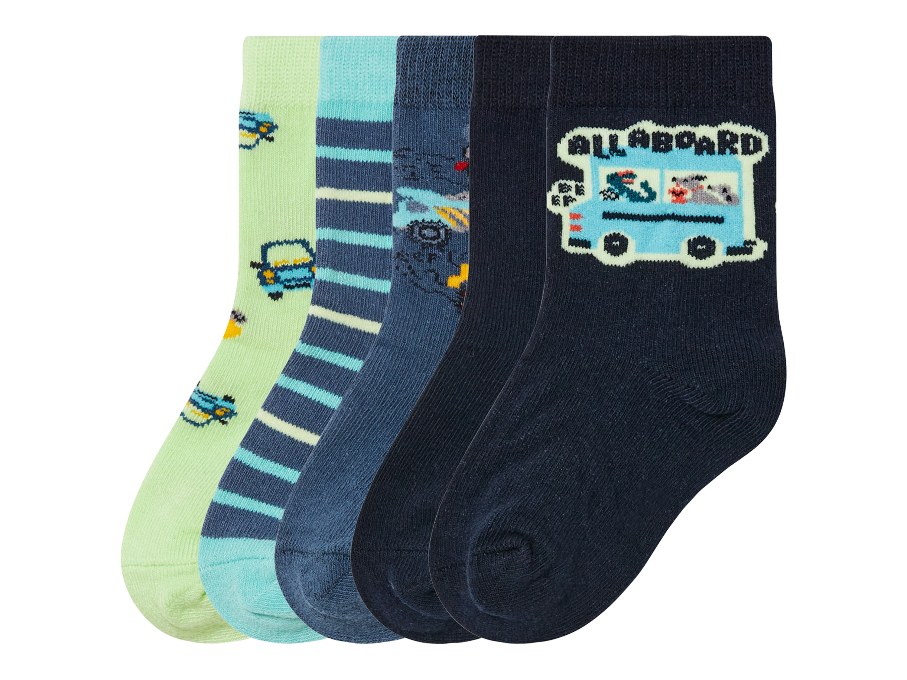 lupilu 5 paar kinder sokken (19-22, Lichtgroen/blauw/navy)