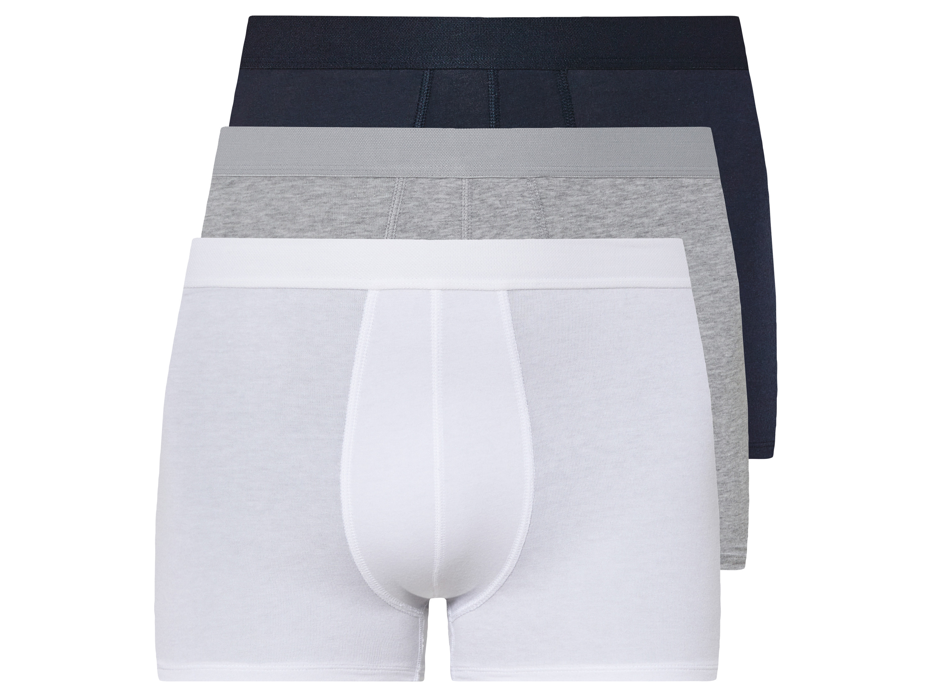 LIVERGY 3 heren boxers (3XL, Marine/grijs/wit)