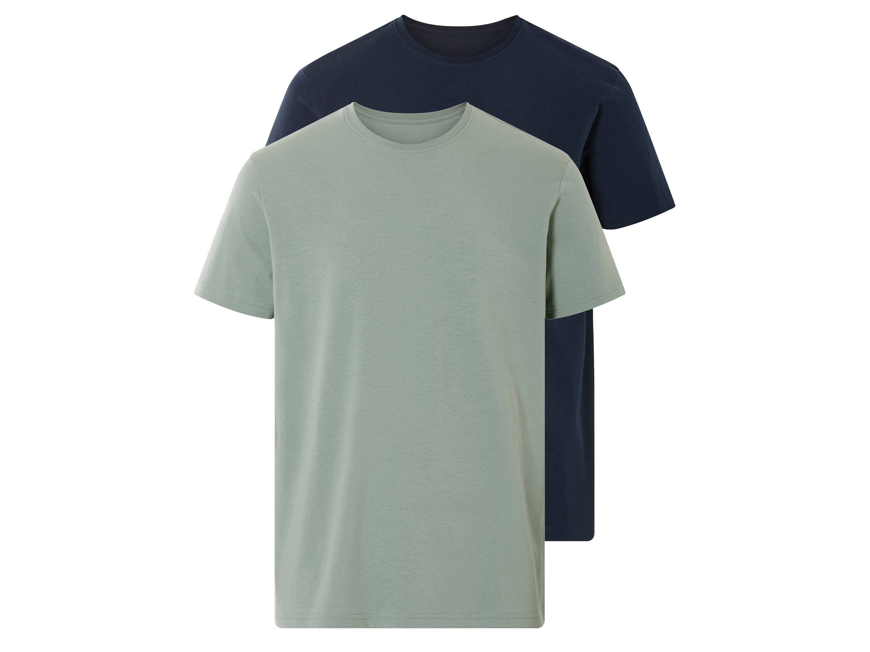 LIVERGY 2 heren T-shirts (XXL (60/62), lichtgroen/navy)