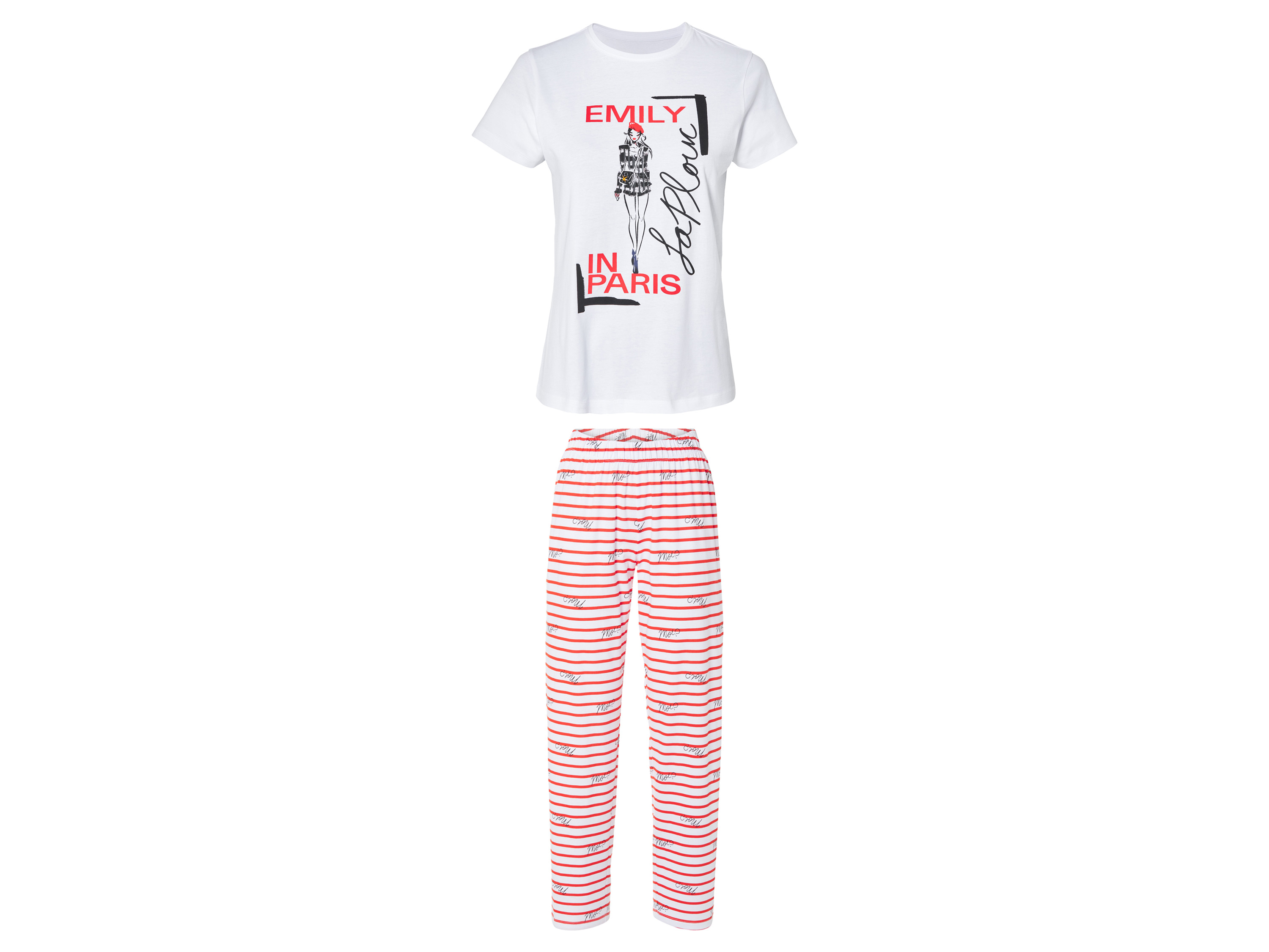 Dames pyjama Emily in Paris (M (40/42), Wit)