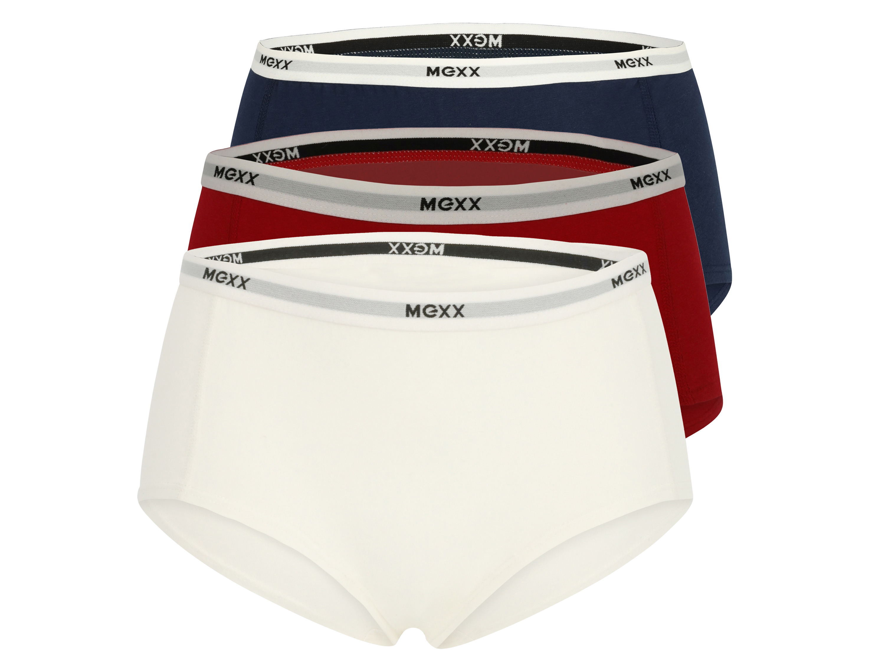 MEXX 3 paar dames hipsters (M, beige/bordeaux/marineblauw)